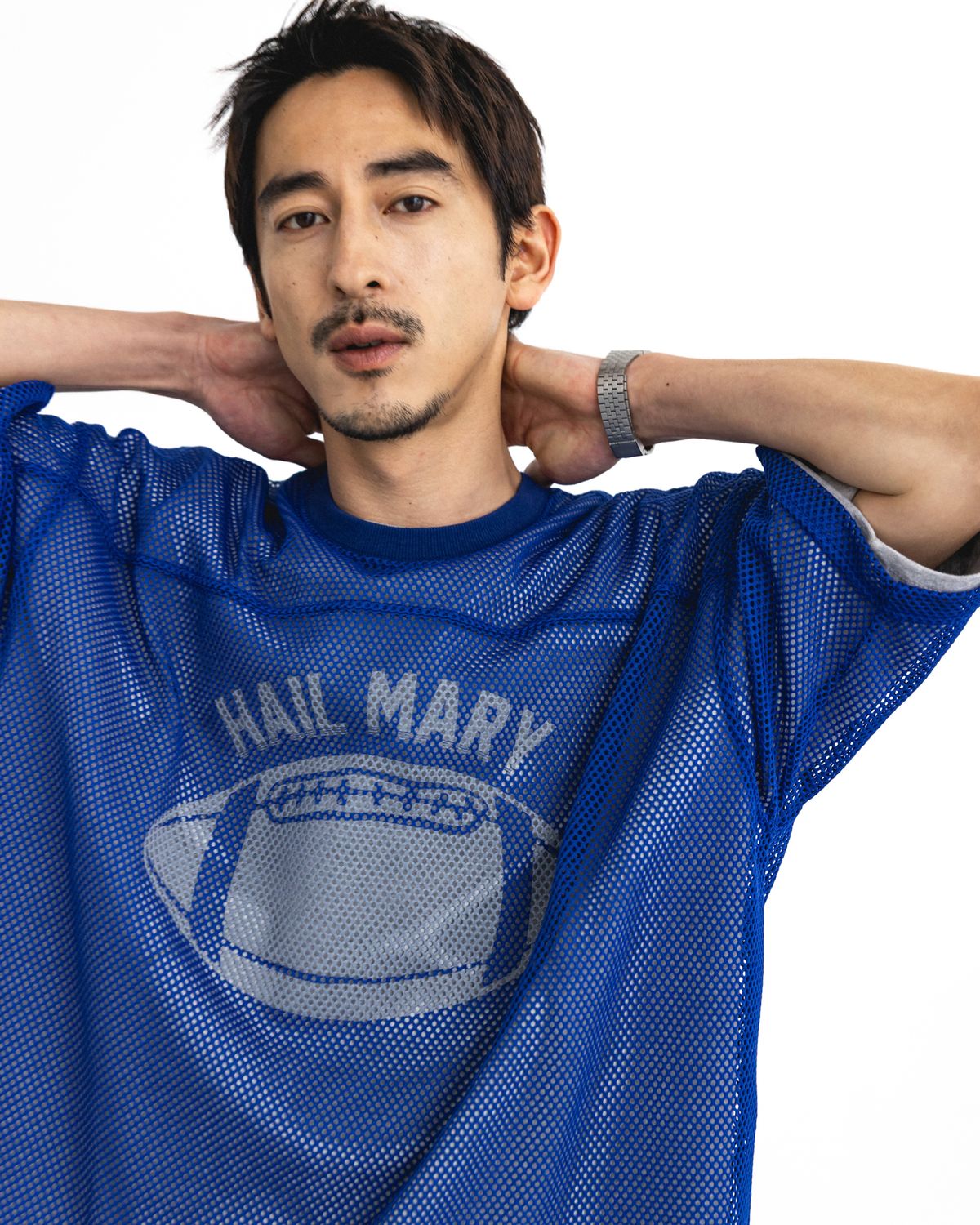 앵글런(ANGLAN) Hail Mary Mesh Tee - Blue