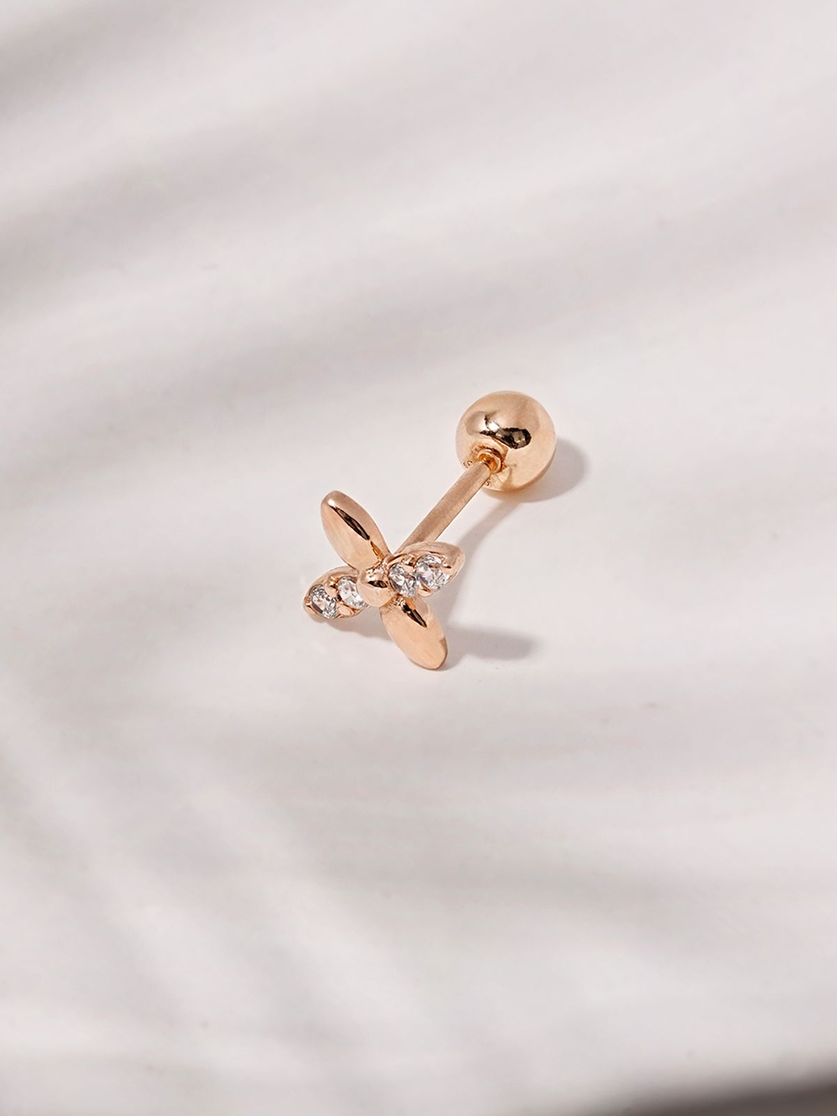 미니멀피어싱(MINIMALPIERCING) 14K 큐빅 윙 플라워 피어싱 귀걸이