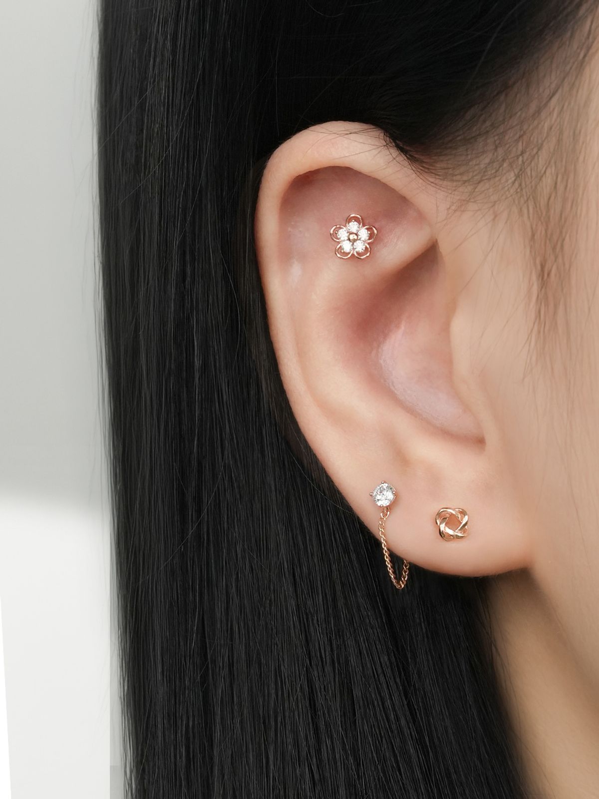 미니멀피어싱(MINIMALPIERCING) 14K 로프 매듭 피어싱 귀걸이