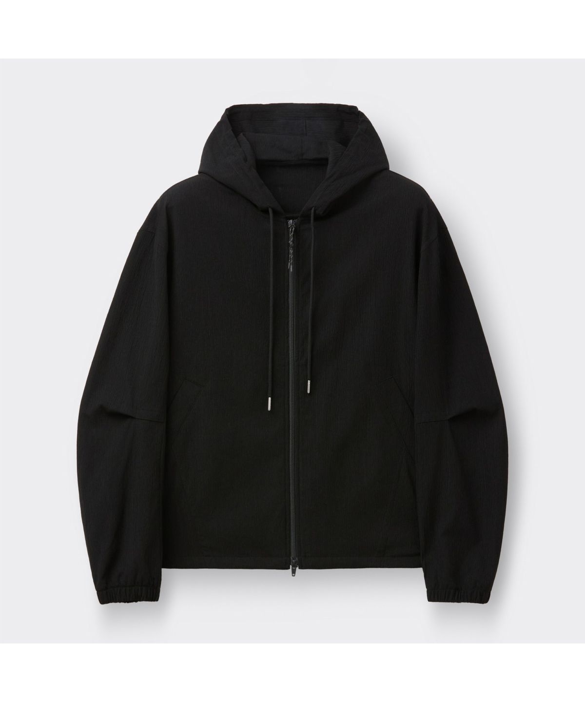 커스텀멜로우(CUSTOMELLOW) [Online Only] Black Crinkled Hood Zip Jacket CQUAM26211BKX