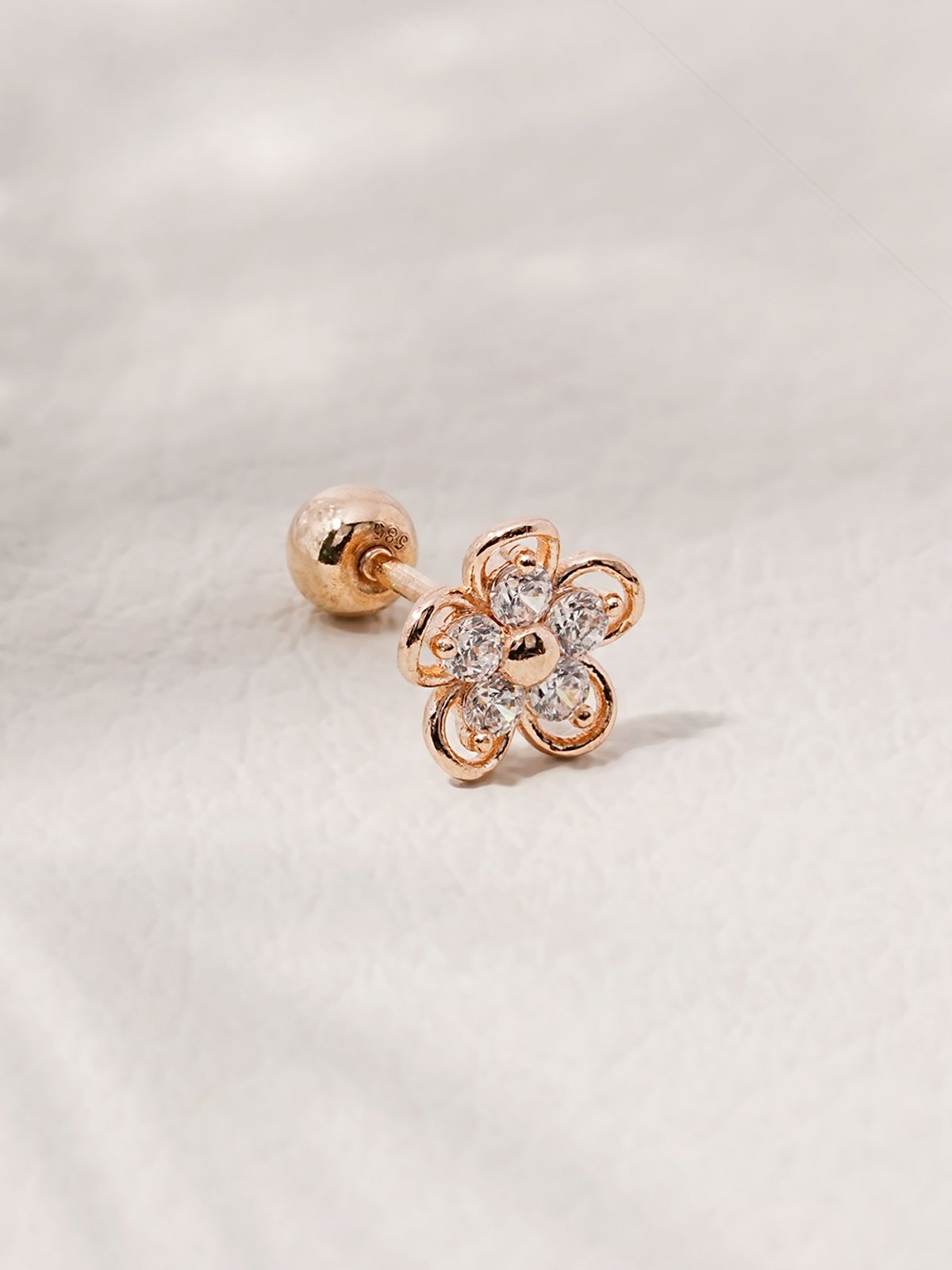 미니멀피어싱(MINIMALPIERCING) 14K 큐빅 플라워 밸런스 피어싱 귀걸이