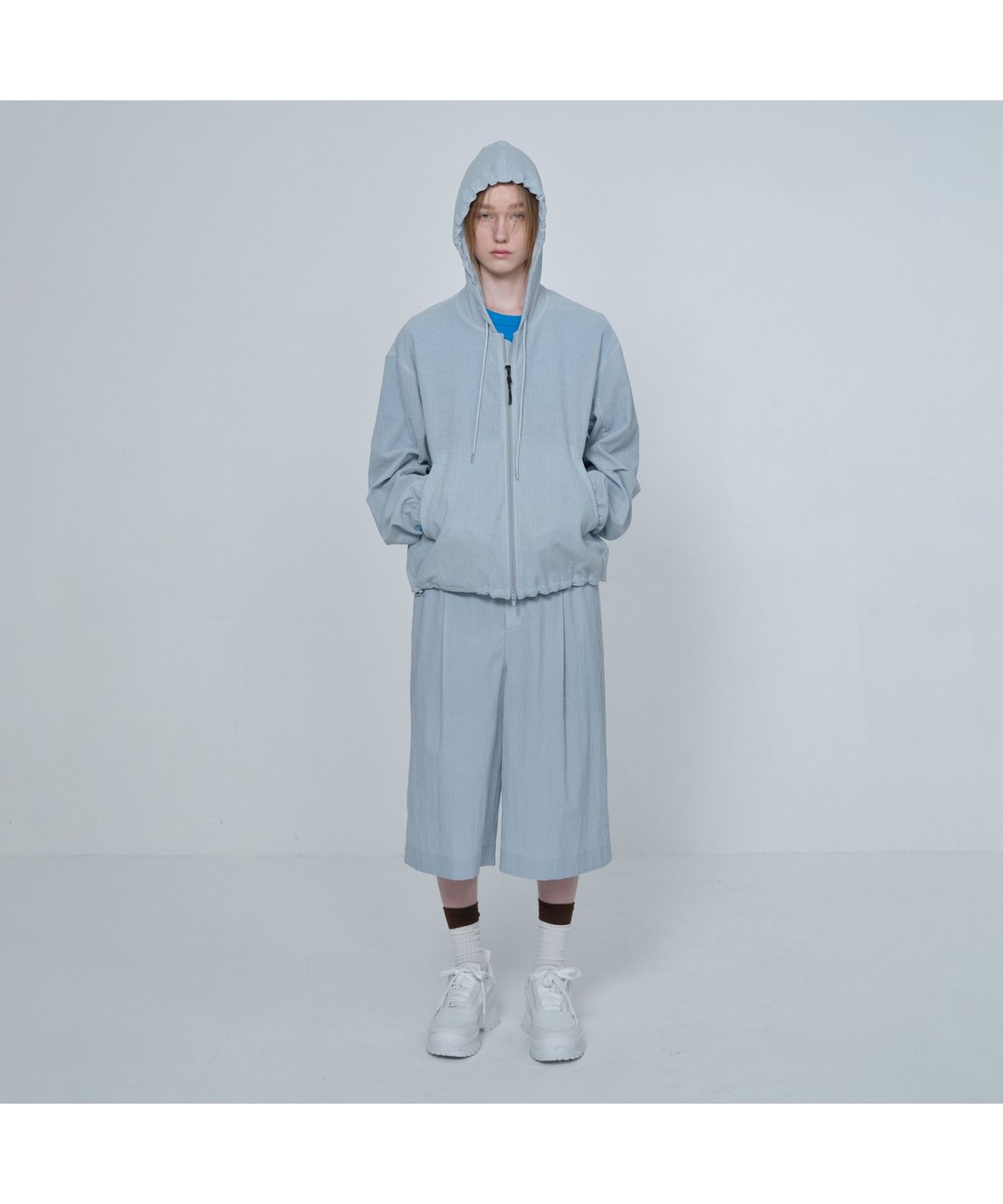 커스텀멜로우(CUSTOMELLOW) [Online Only] Grey Crinkled Hood Zip Jacket CQUAM26211GYX