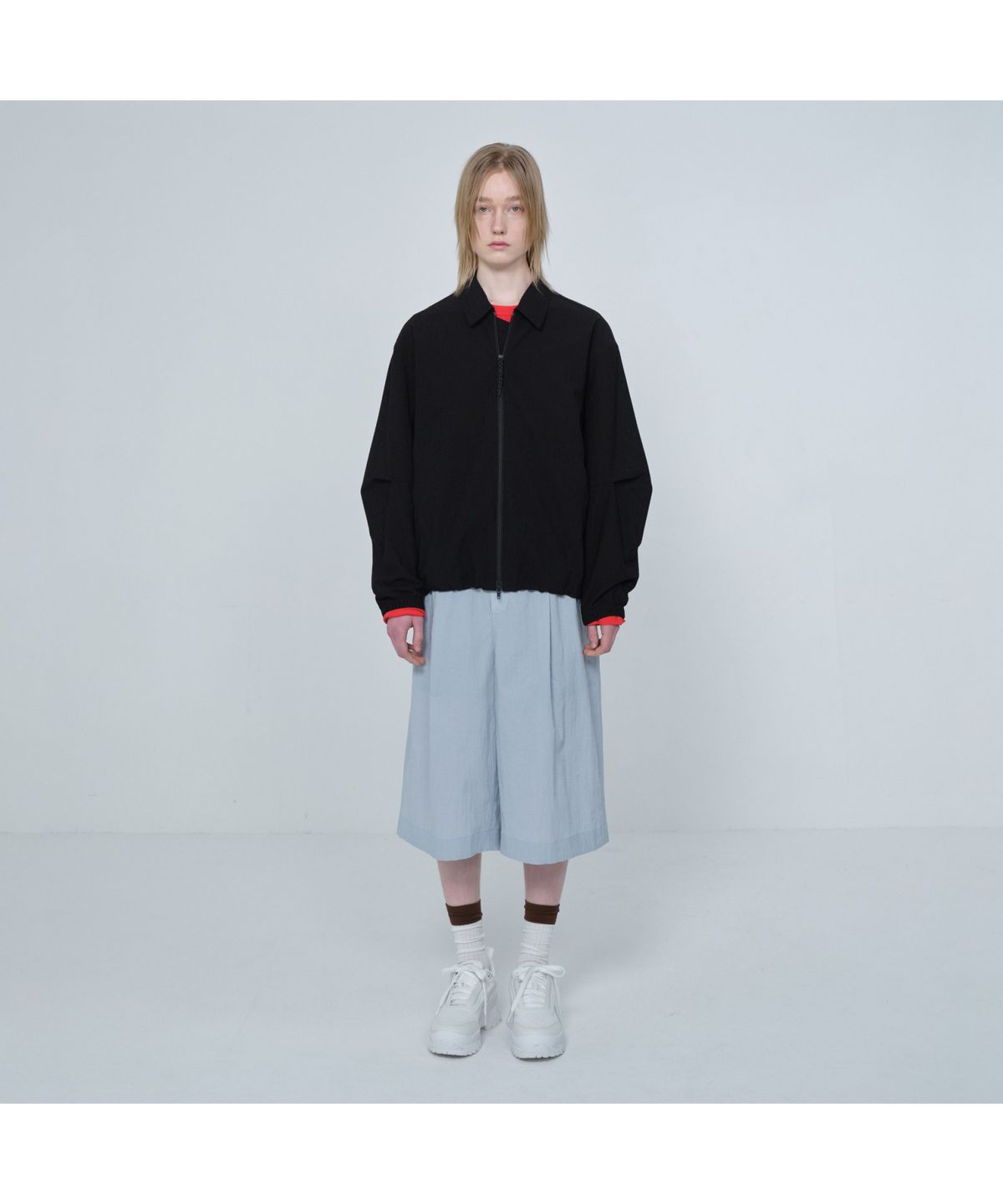 커스텀멜로우(CUSTOMELLOW) [Online Only] Black Crinkled Coach Jacket CQUAM26212BKX
