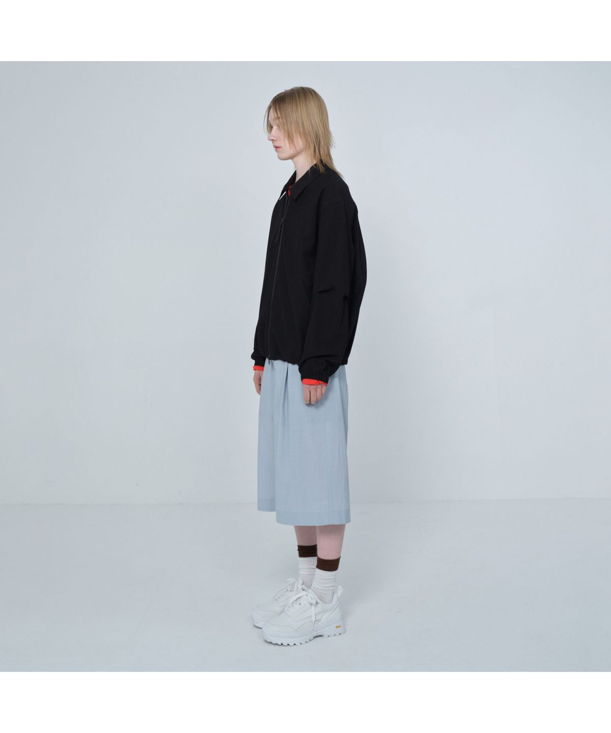 커스텀멜로우(CUSTOMELLOW) [Online Only] Black Crinkled Coach Jacket CQUAM26212BKX