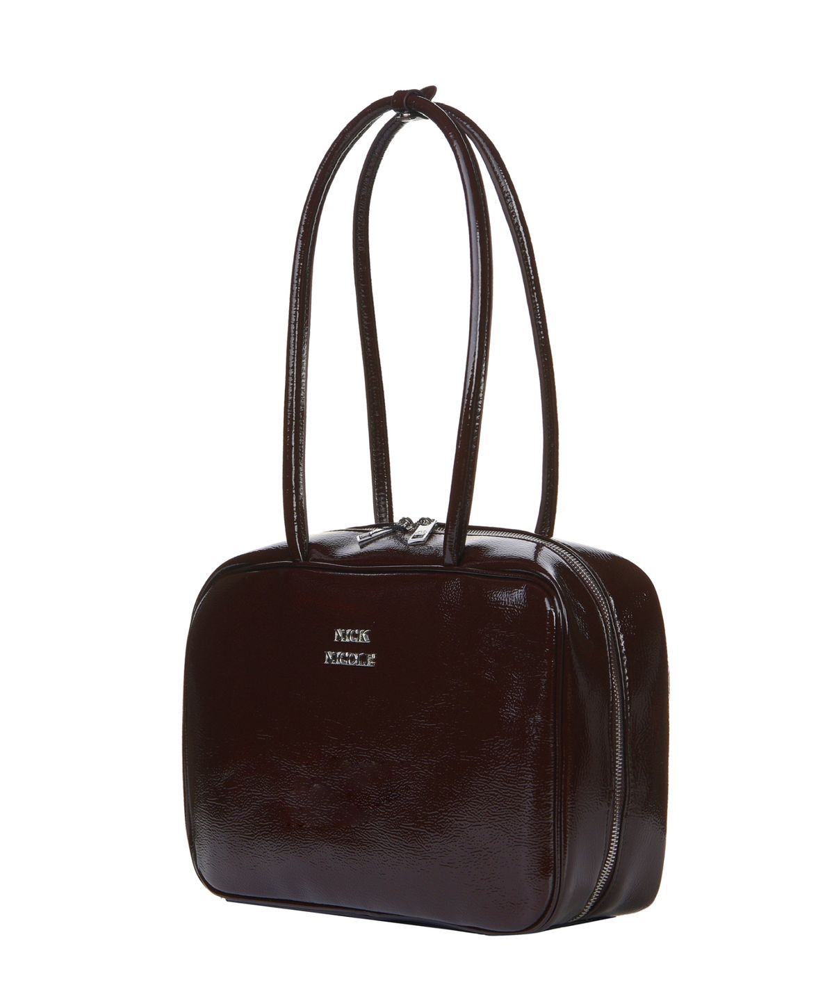 닉앤니콜(NICK&NICOLE) NICOLE LOGO MINIMAL SQUARE BAG_BROWN