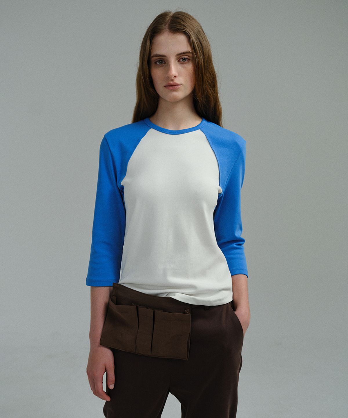 아우브아워(AUBOUR) raw raglan t-shirt (blue)