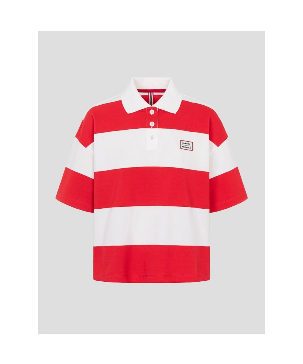 빈폴 레이디스(BEANPOLE LADIES) [HUNTER] 반소매 오버핏 럭비 티셔츠  레드 (BF6642K056)