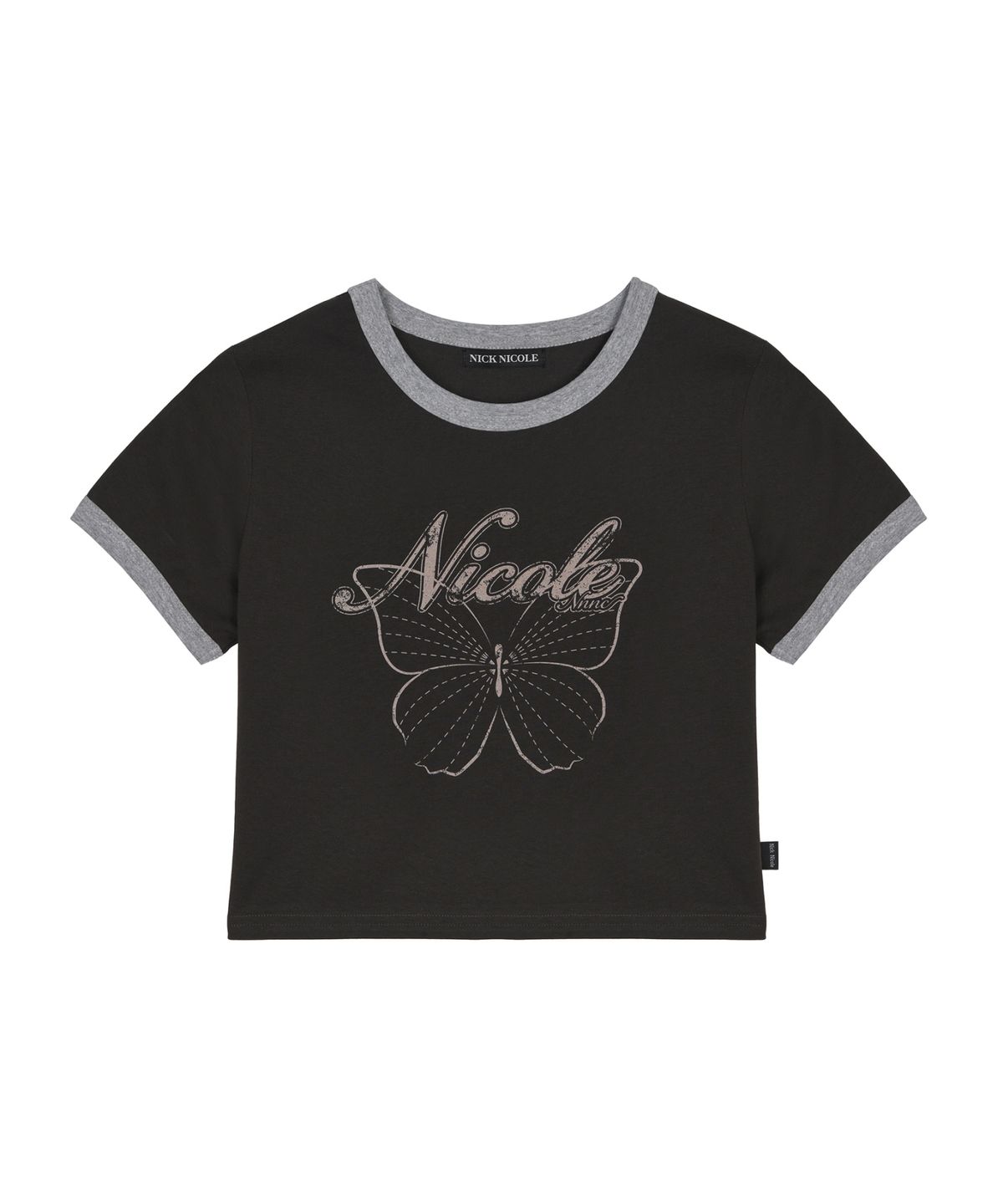 닉앤니콜(NICK&NICOLE) BUTTERFLY RINGER CROP TOP_CHARCOAL
