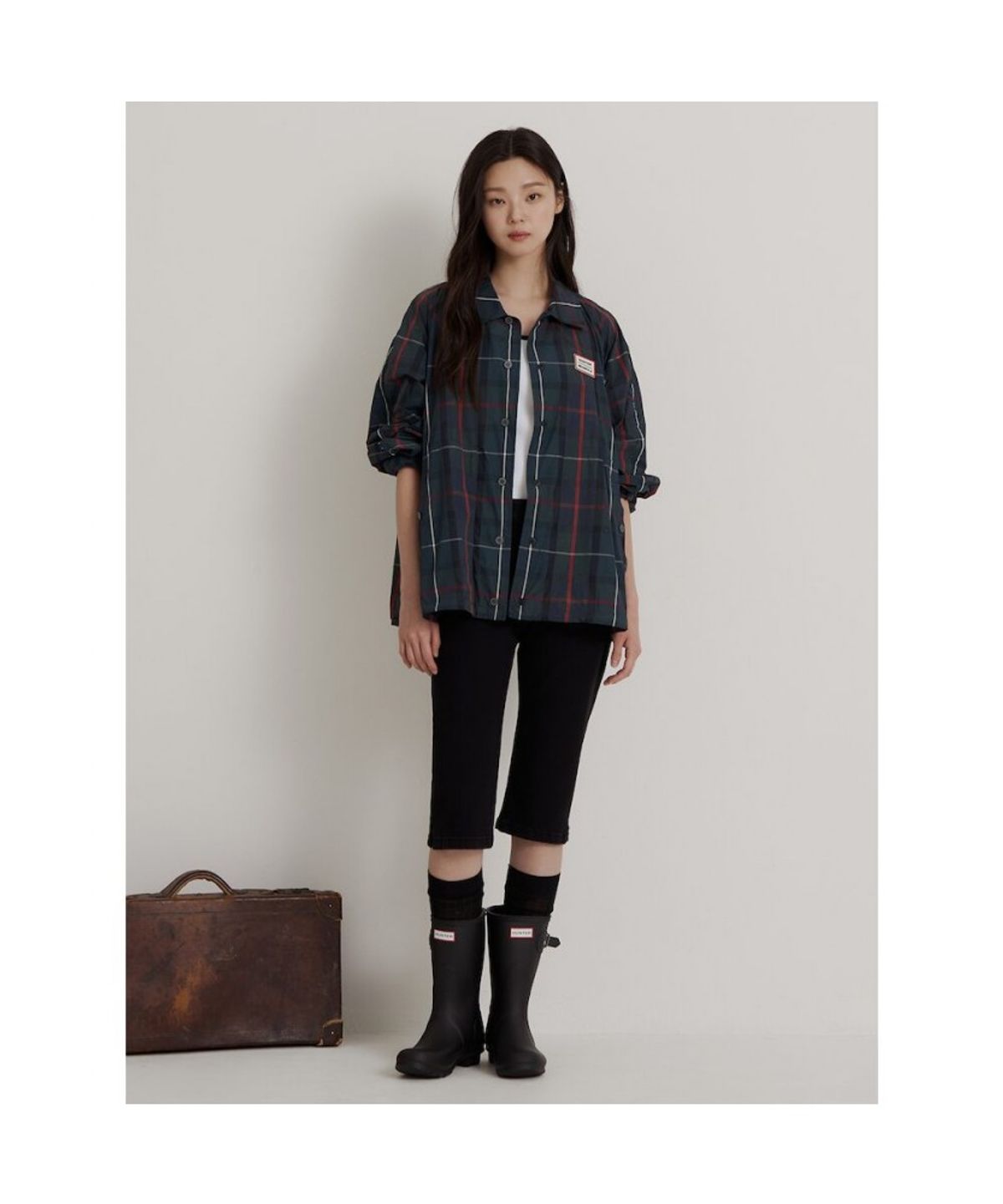 빈폴 레이디스(BEANPOLE LADIES) [HUNTER] 체크 코치 재킷  그린 (BF6639K01M)