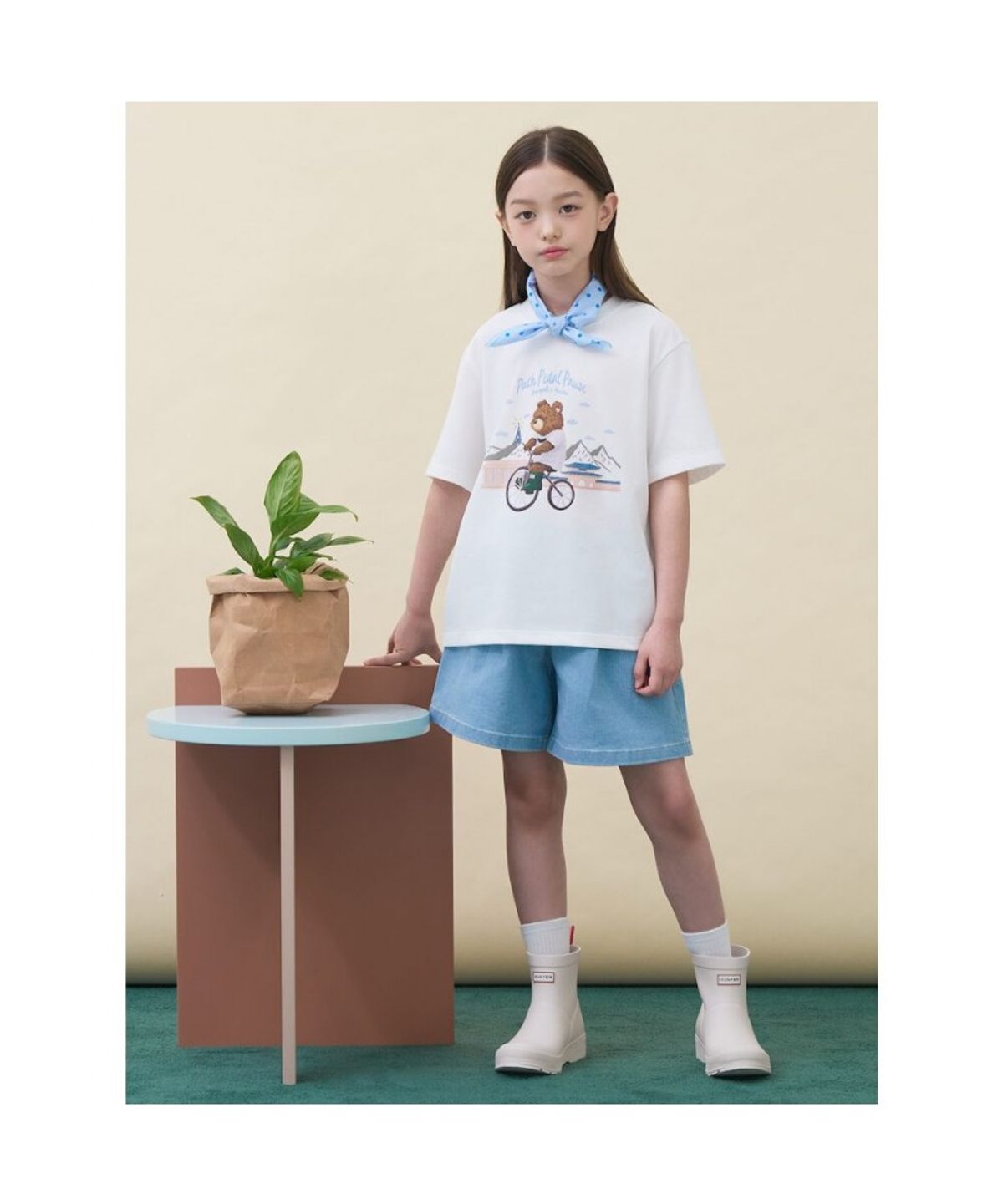빈폴 키즈(BEANPOLE KIDS) [HUNTER] 그래픽 티셔츠  화이트 (BI6642U101)