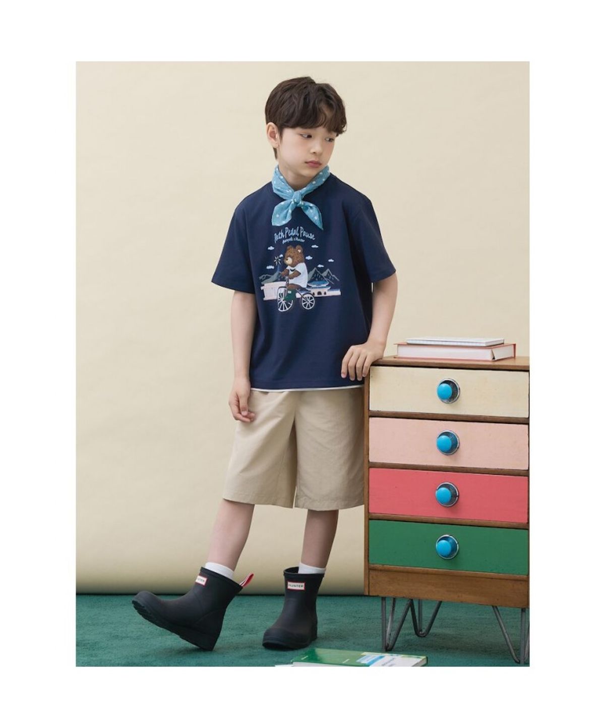 빈폴 키즈(BEANPOLE KIDS) [HUNTER] 그래픽 티셔츠  네이비 (BI6642U10R)
