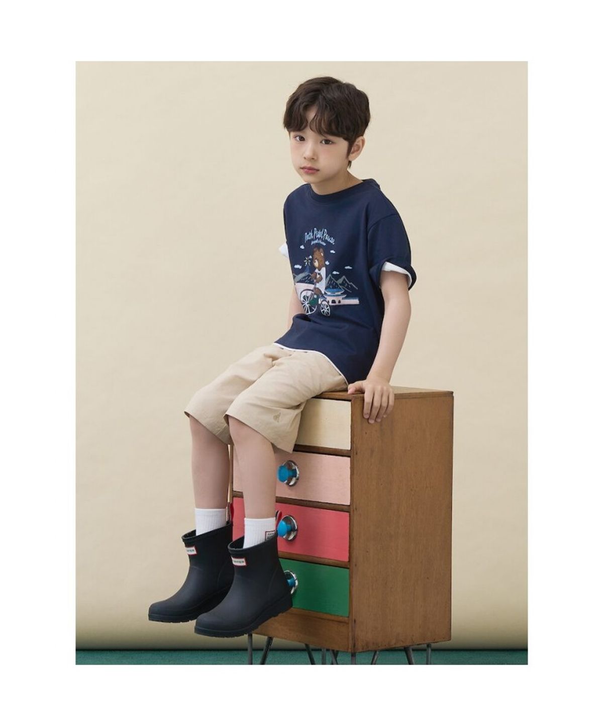 빈폴 키즈(BEANPOLE KIDS) [HUNTER] 그래픽 티셔츠  네이비 (BI6642U10R)