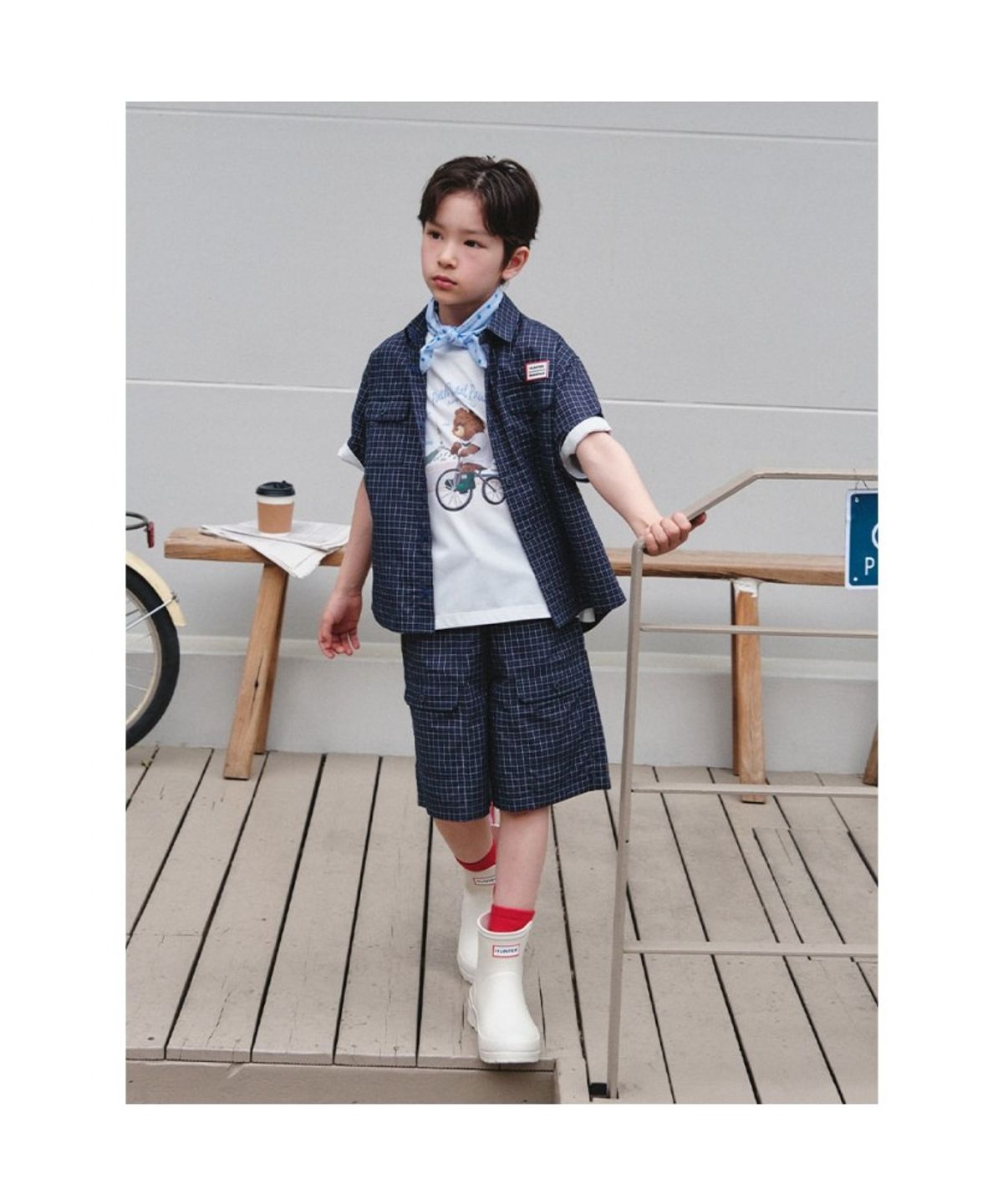 빈폴 키즈(BEANPOLE KIDS) [HUNTER] 시어서커 체크 반바지  그린 (BI6625U90M)