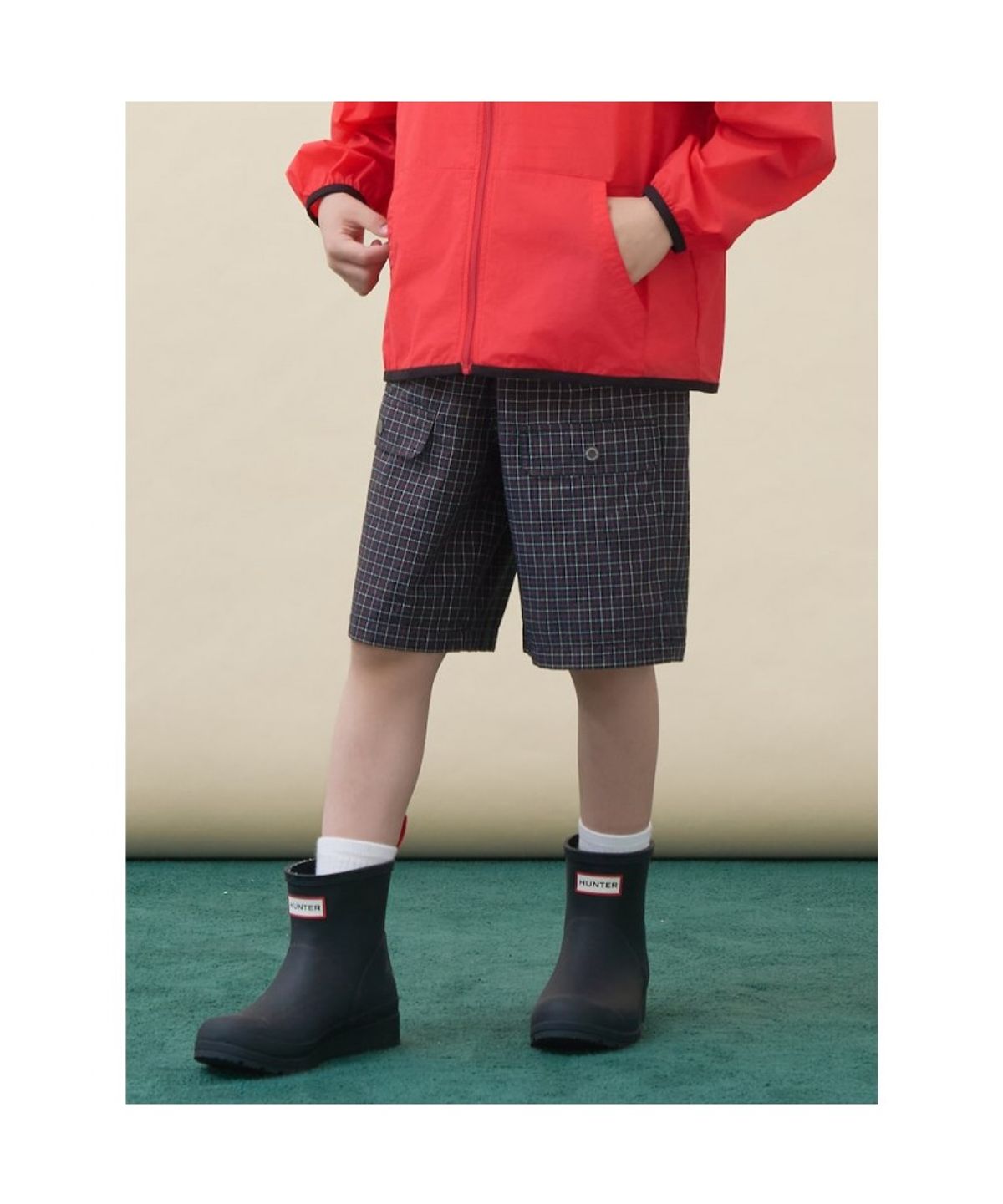 빈폴 키즈(BEANPOLE KIDS) [HUNTER] 시어서커 체크 반바지  그린 (BI6625U90M)