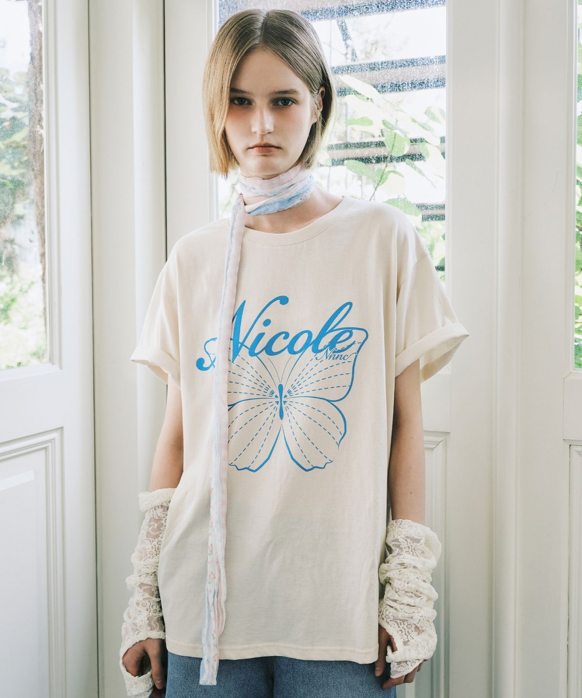 닉앤니콜(NICK&NICOLE) NICOLE BUTTERFLY SLEEVE TOP_BEIGE BLUE