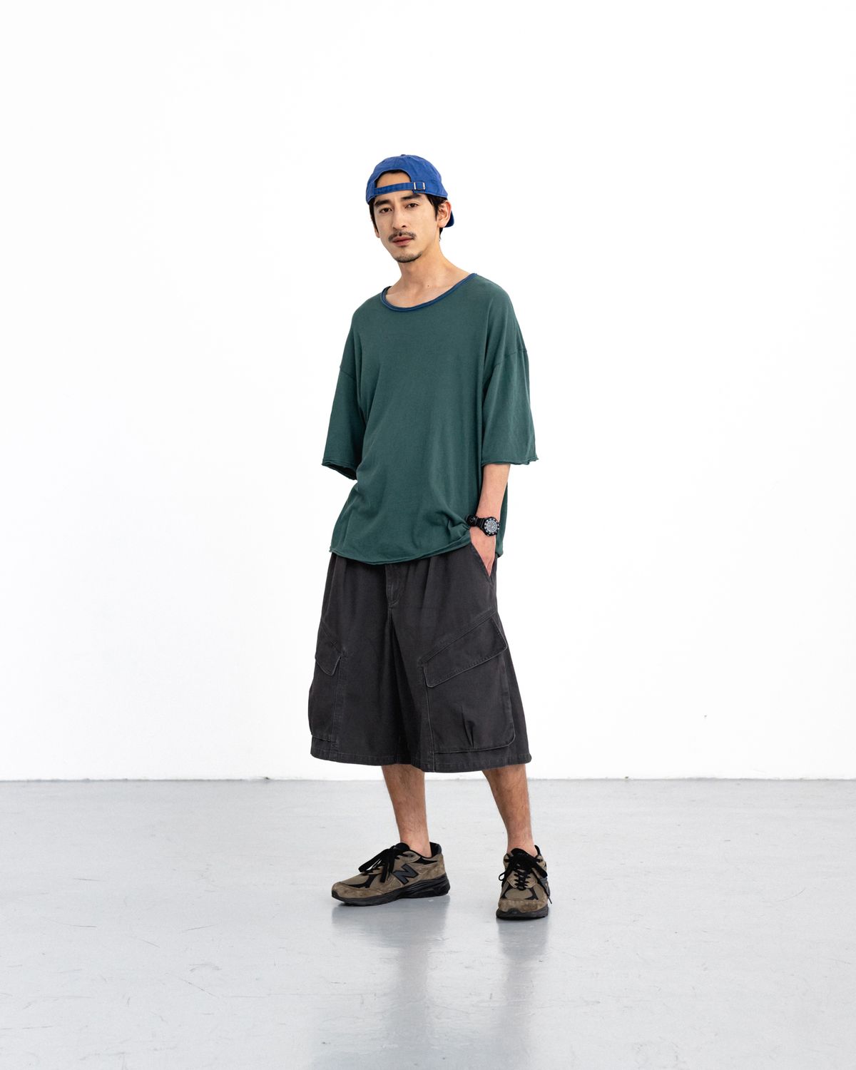 앵글런(ANGLAN) Structural Cargo Half Pants - Charcoal