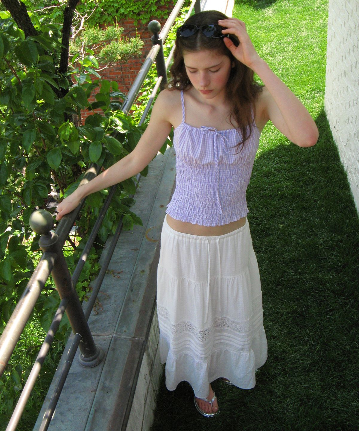 로라로라(ROLAROLA) PINTUCK LACE TIERED LONG SKIRT WHITE