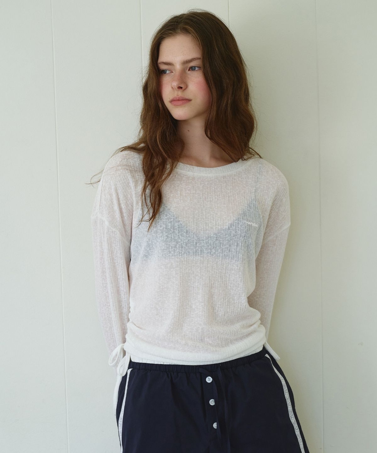 로라로라(ROLAROLA) SHEER LONG SLEEVE TOP WHITE