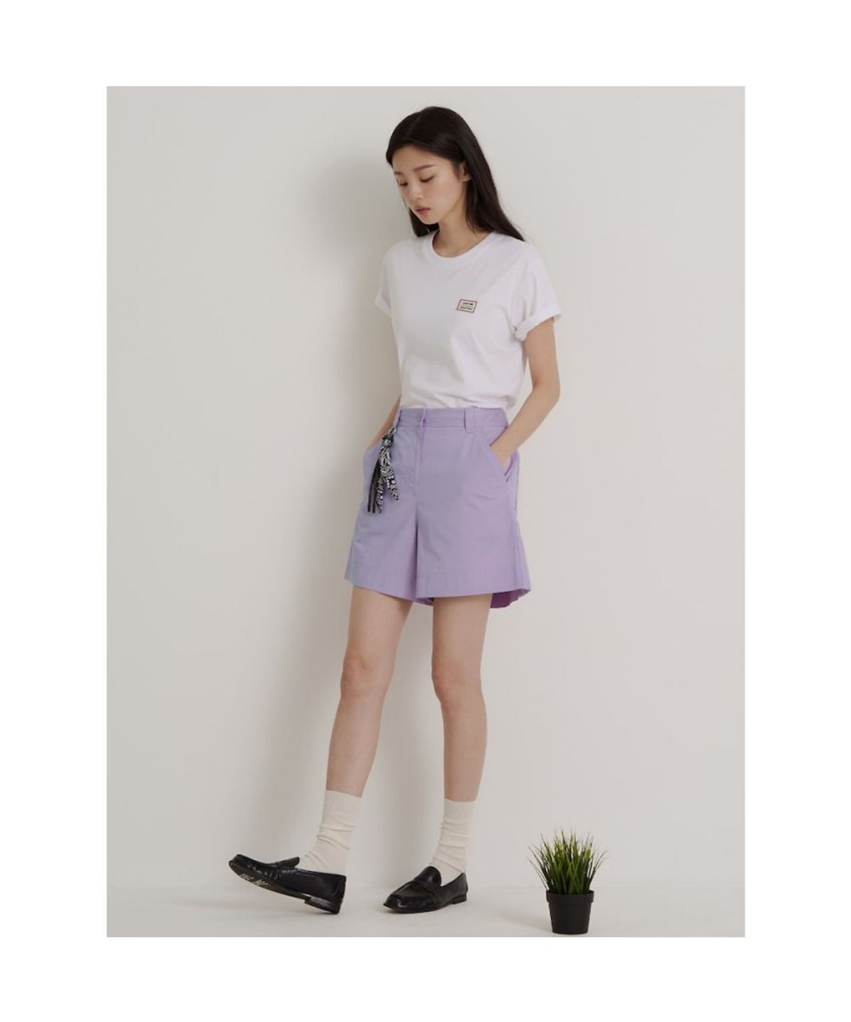 빈폴 레이디스(BEANPOLE LADIES) [HUNTER] 솔리드 오버핏 반소매 티셔츠  화이트 (BF6642K021)