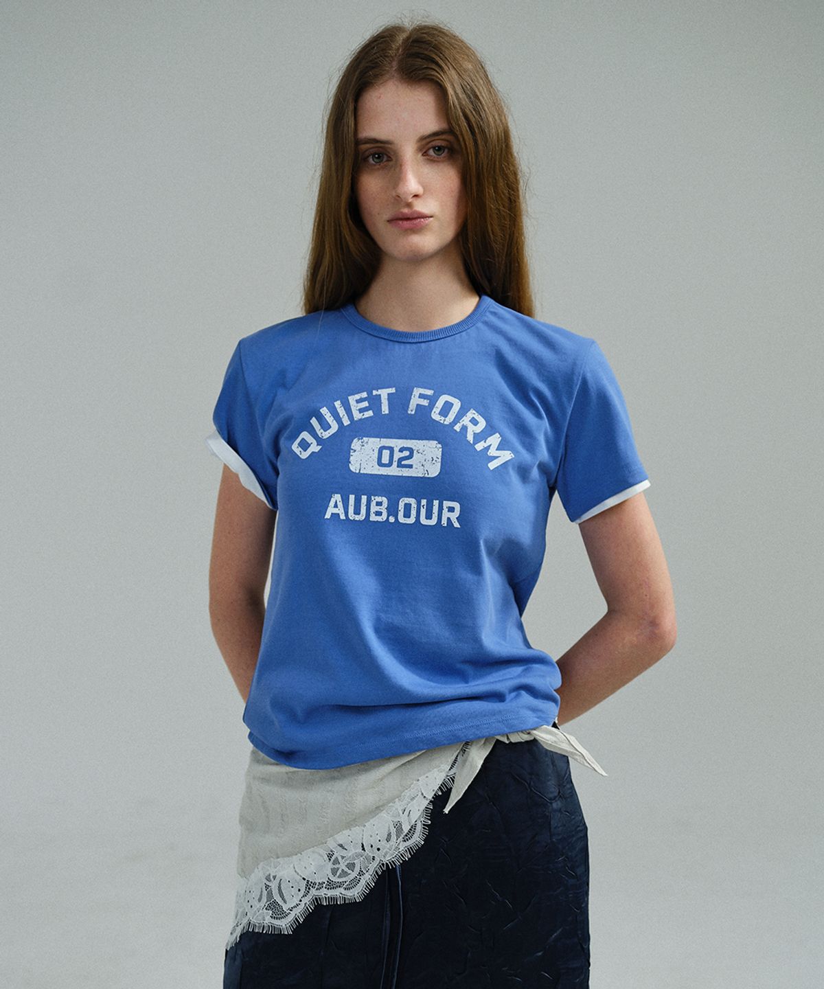 아우브아워(AUBOUR) vintage form t-shirt (blue)