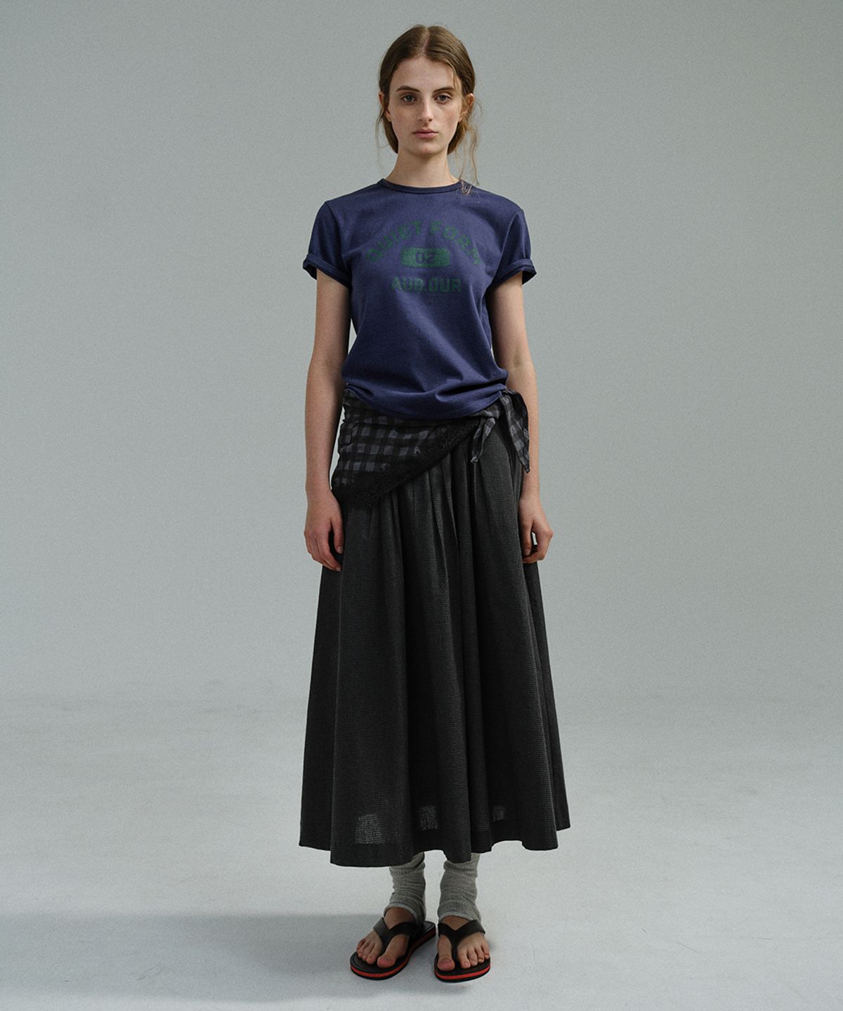 아우브아워(AUBOUR) vintage form t-shirt (navy)