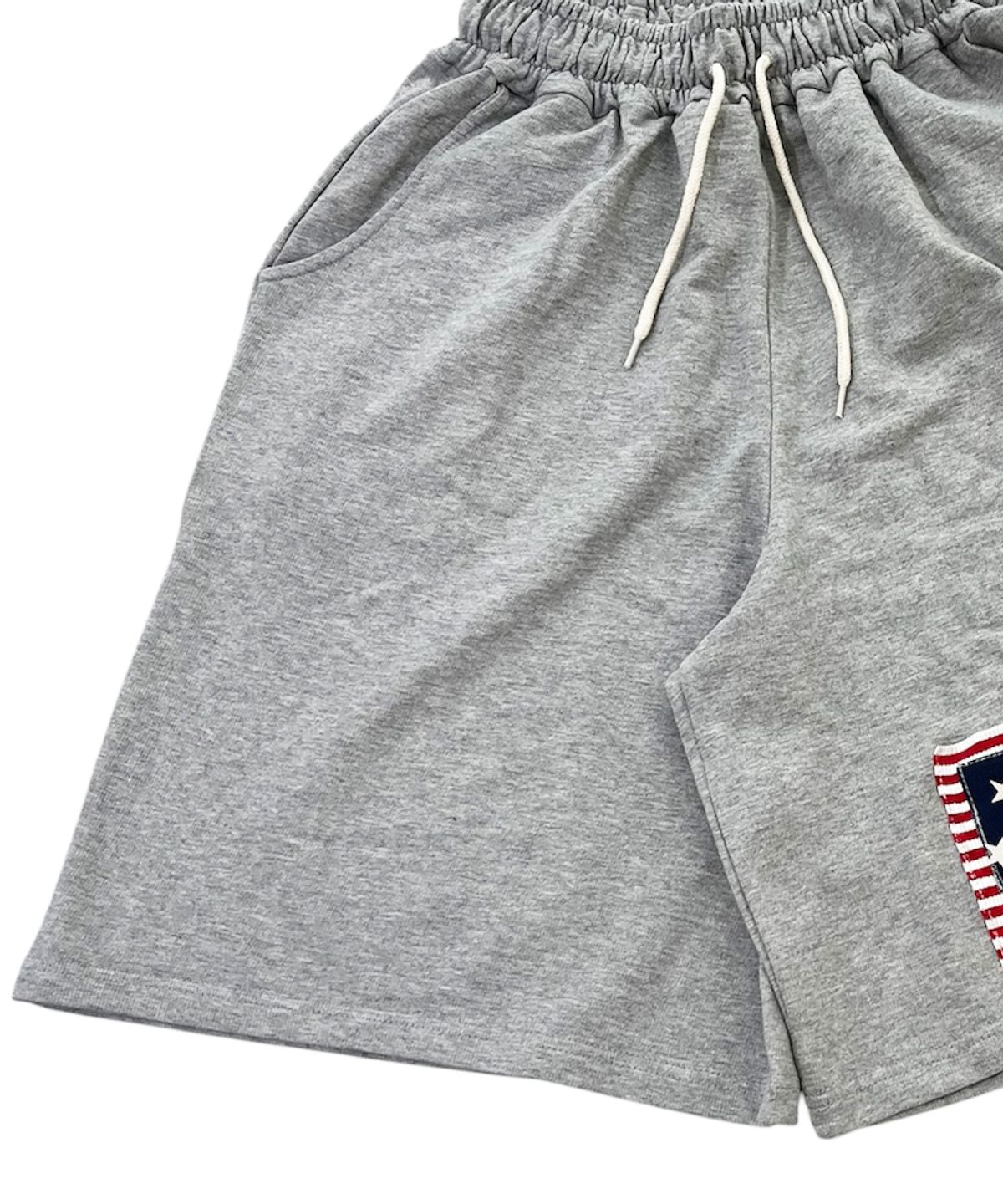 스케이터락(SK8ER ROCK) Lag Raid Patchwork Sweat Shorts ((Melange gray))