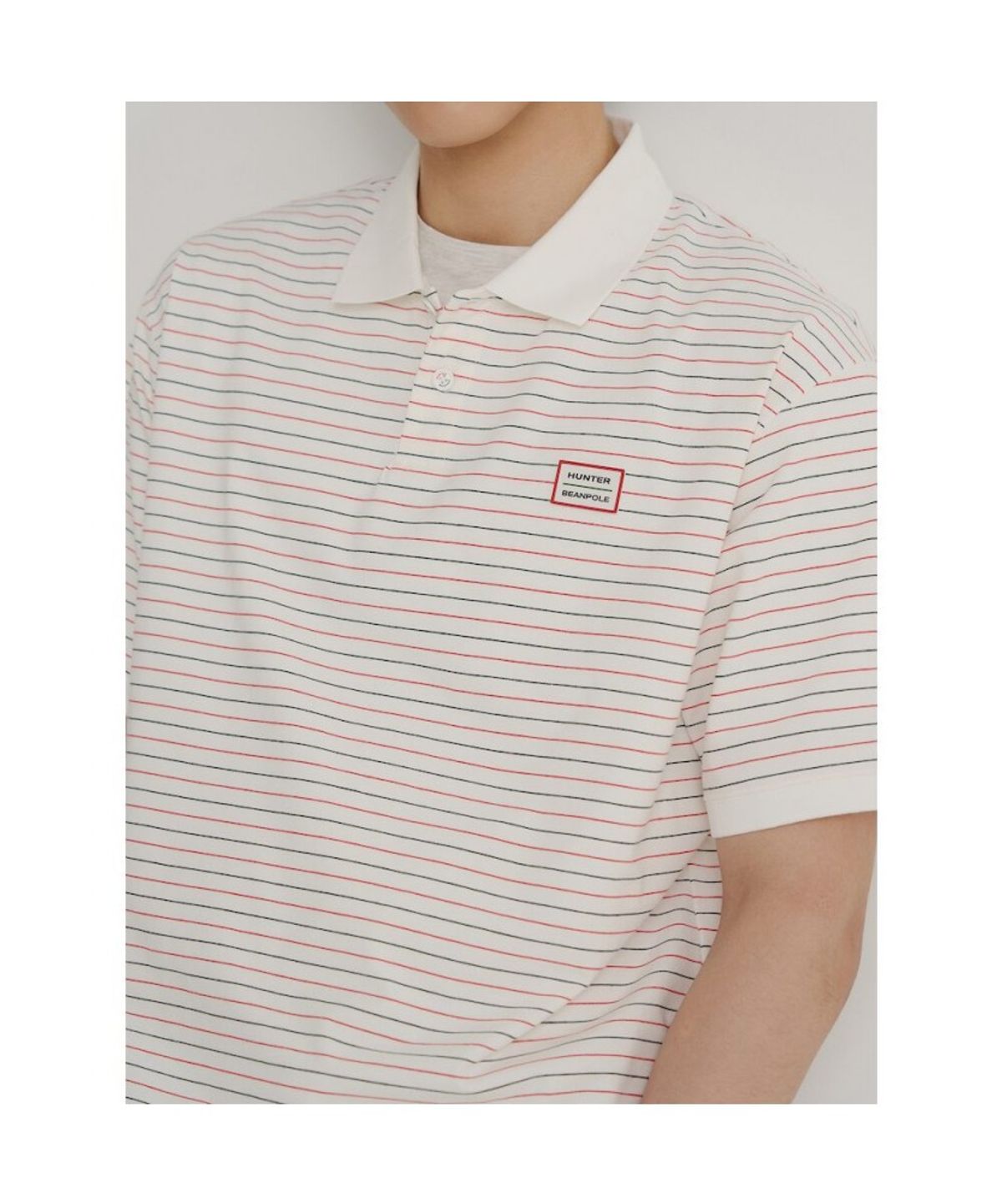 빈폴 멘(BEANPOLE MEN) [HUNTER] 스트라이프 칼라넥 티셔츠  화이트