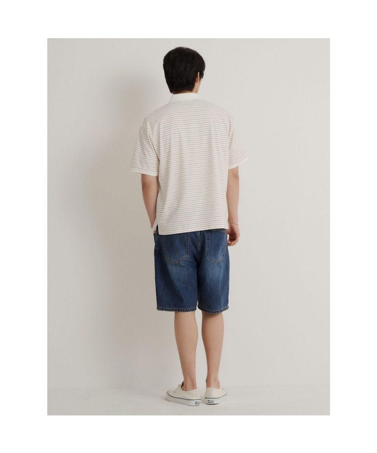 빈폴 멘(BEANPOLE MEN) [HUNTER] 스트라이프 칼라넥 티셔츠  화이트