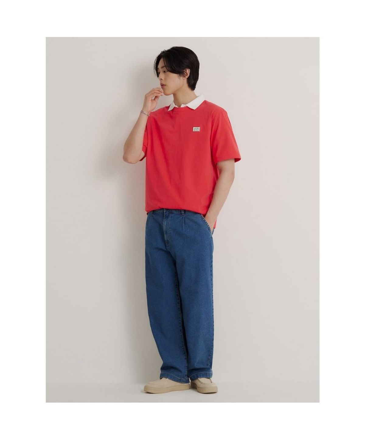빈폴 멘(BEANPOLE MEN) [HUNTER] 그래픽 라운드넥 티셔츠  레드