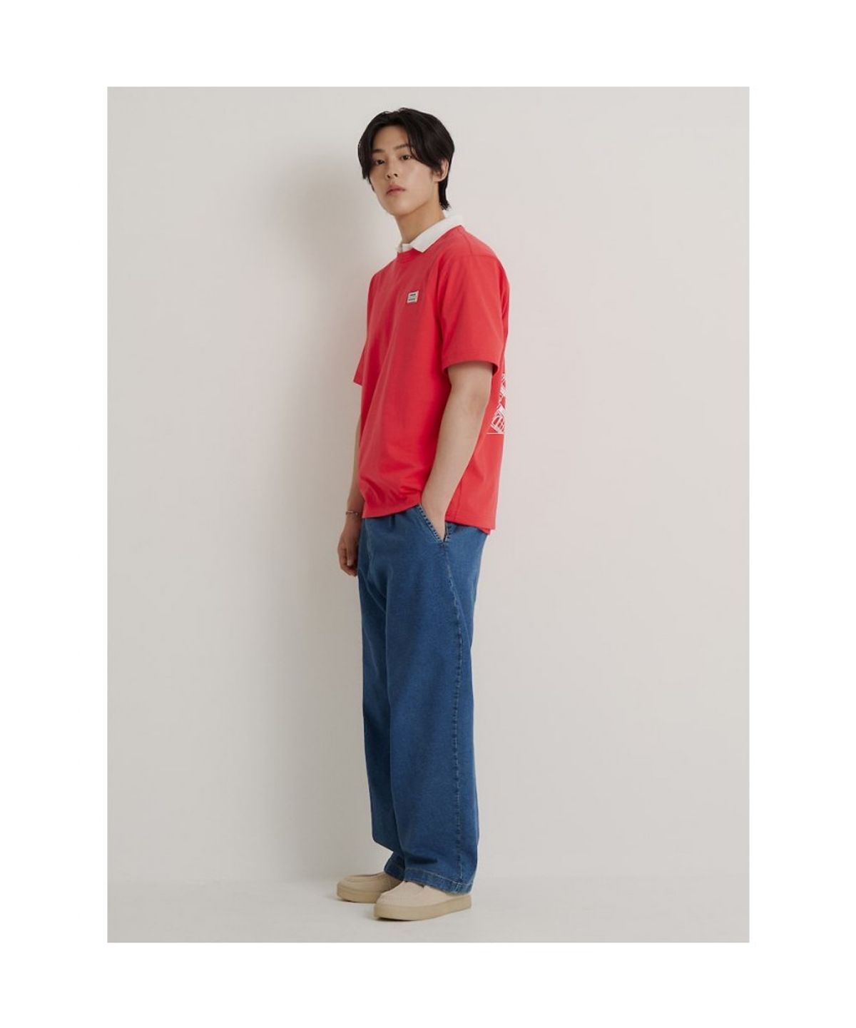 빈폴 멘(BEANPOLE MEN) [HUNTER] 그래픽 라운드넥 티셔츠  레드