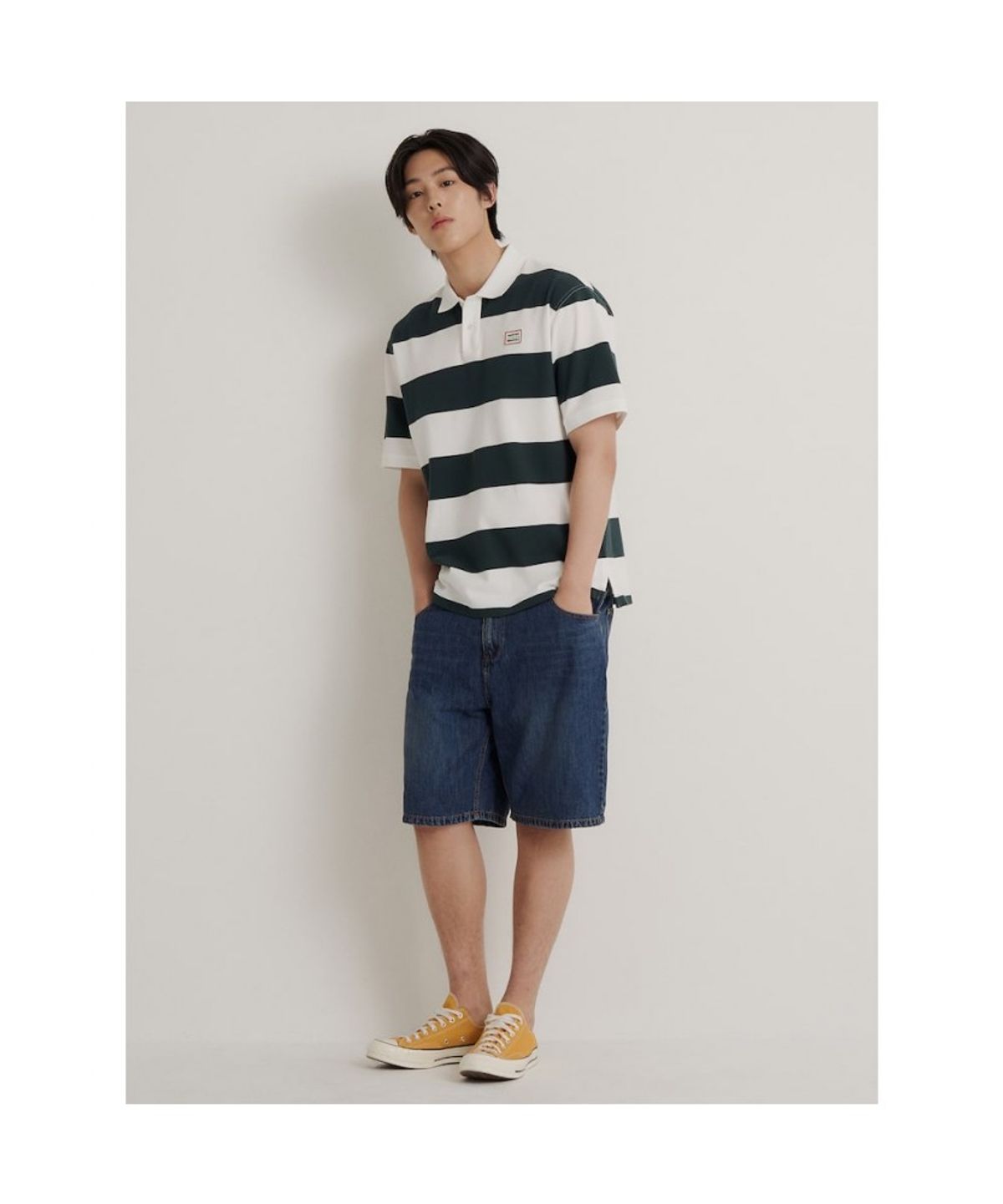 빈폴 멘(BEANPOLE MEN) [HUNTER] 볼드 스트라이프 럭비 티셔츠  그린