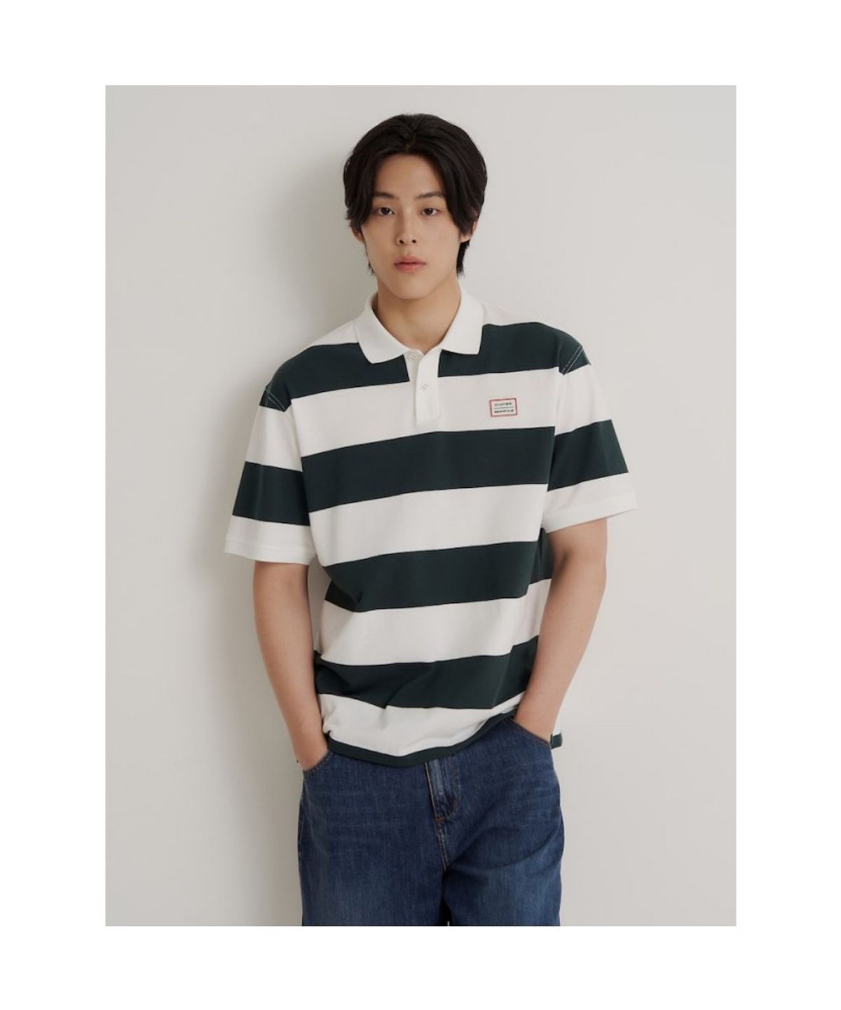 빈폴 멘(BEANPOLE MEN) [HUNTER] 볼드 스트라이프 럭비 티셔츠  그린