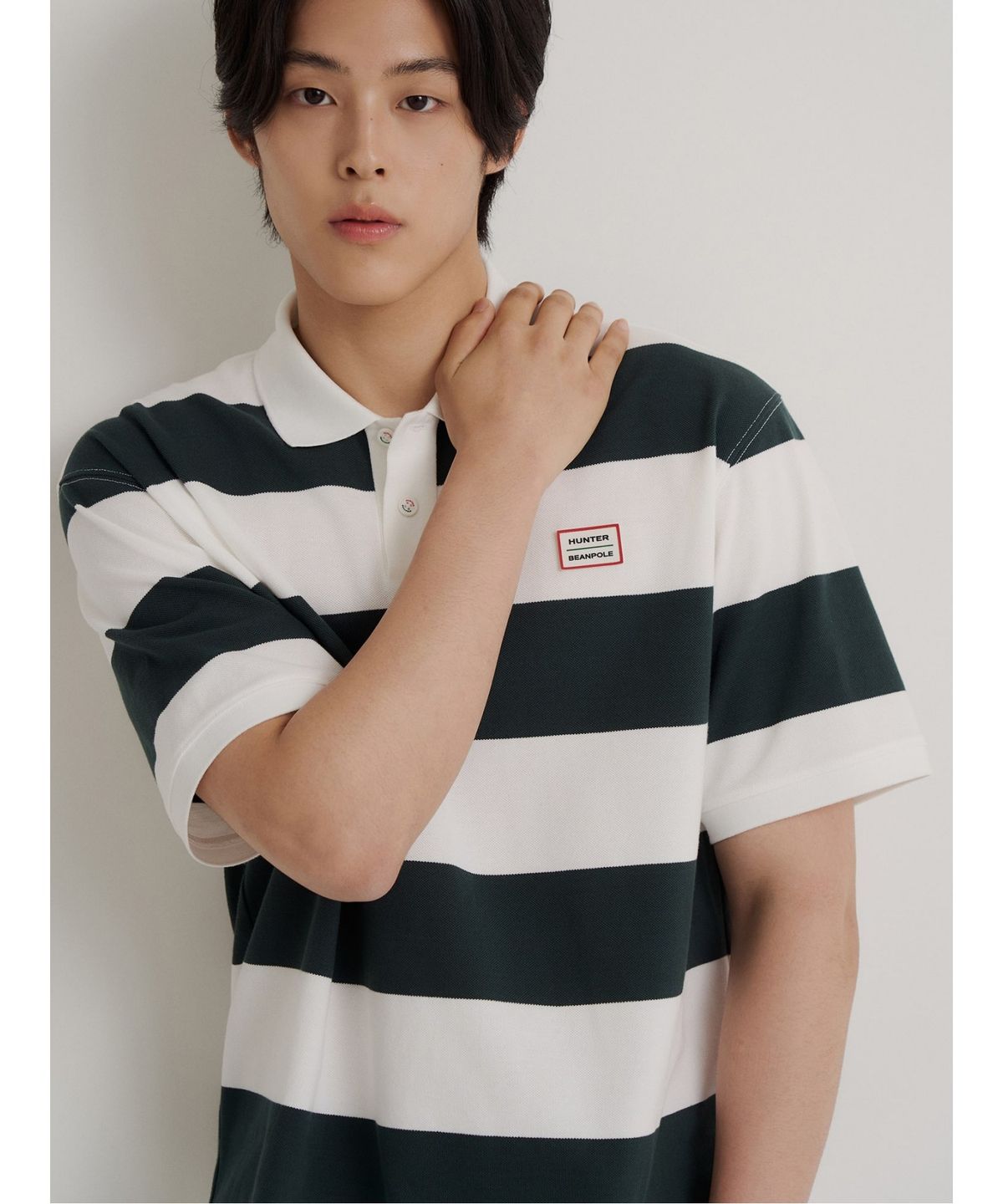 빈폴 멘(BEANPOLE MEN) [HUNTER] 볼드 스트라이프 럭비 티셔츠  그린