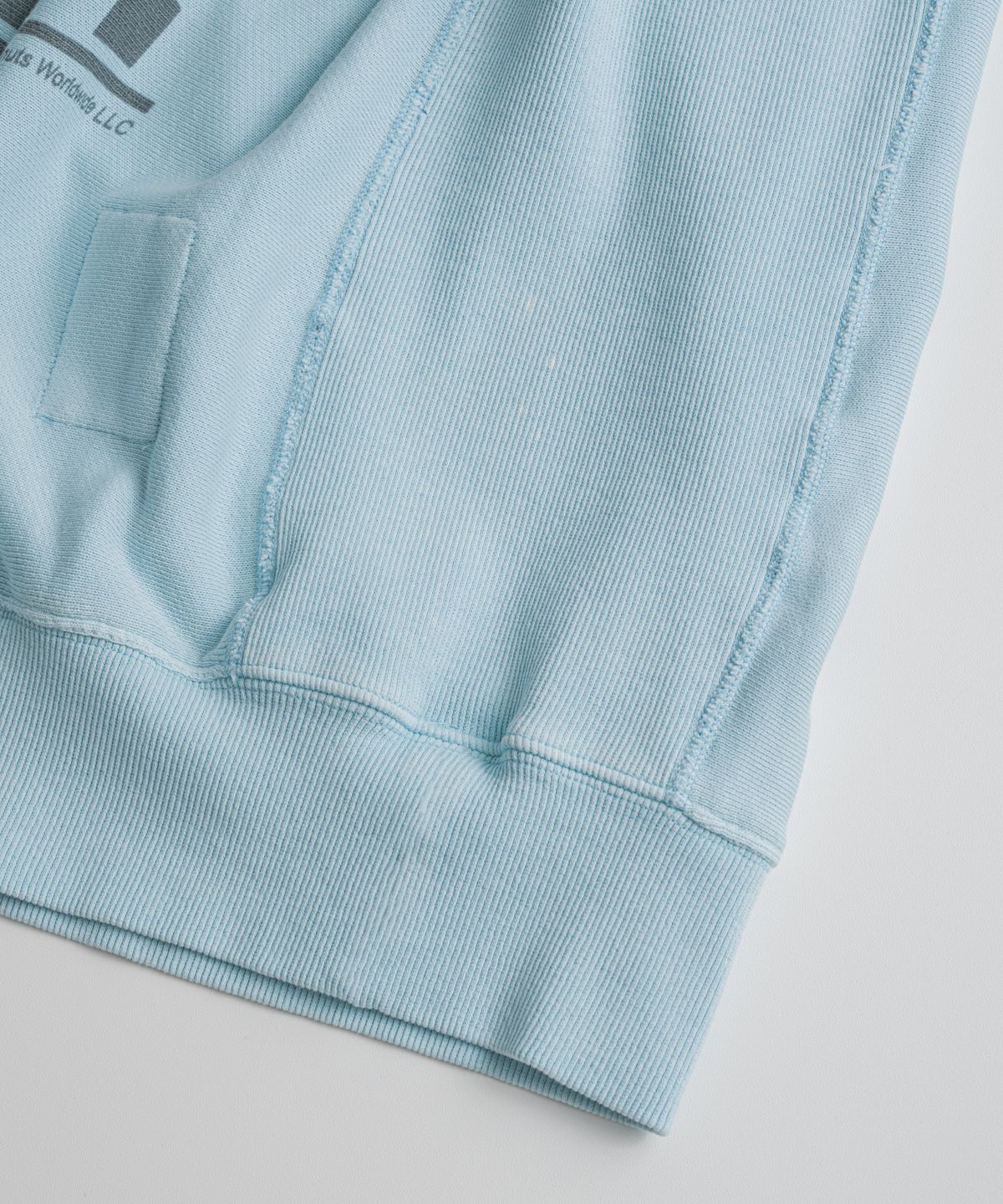 비헤비어(BEHEAVYER) [x PEANUTS] SPIKE DISTRESSED REVERSEWEAVE SWEAT SHIRTS dust blue