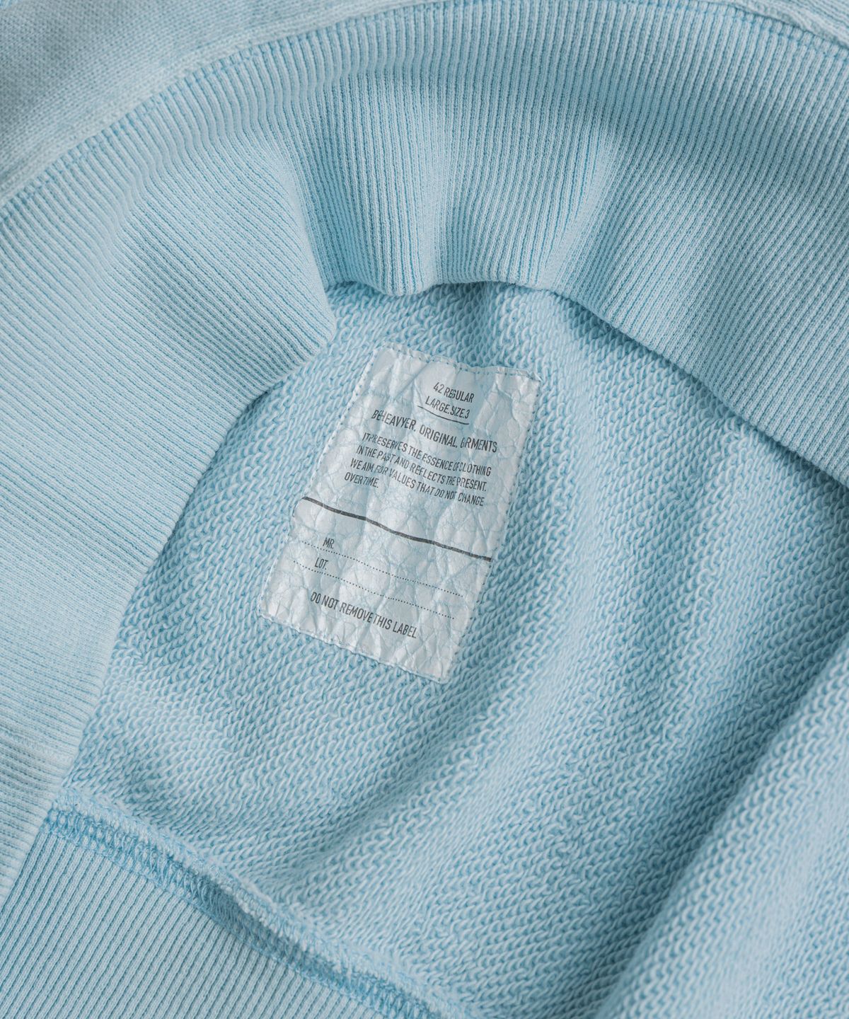 비헤비어(BEHEAVYER) [x PEANUTS] SPIKE DISTRESSED REVERSEWEAVE SWEAT SHIRTS dust blue