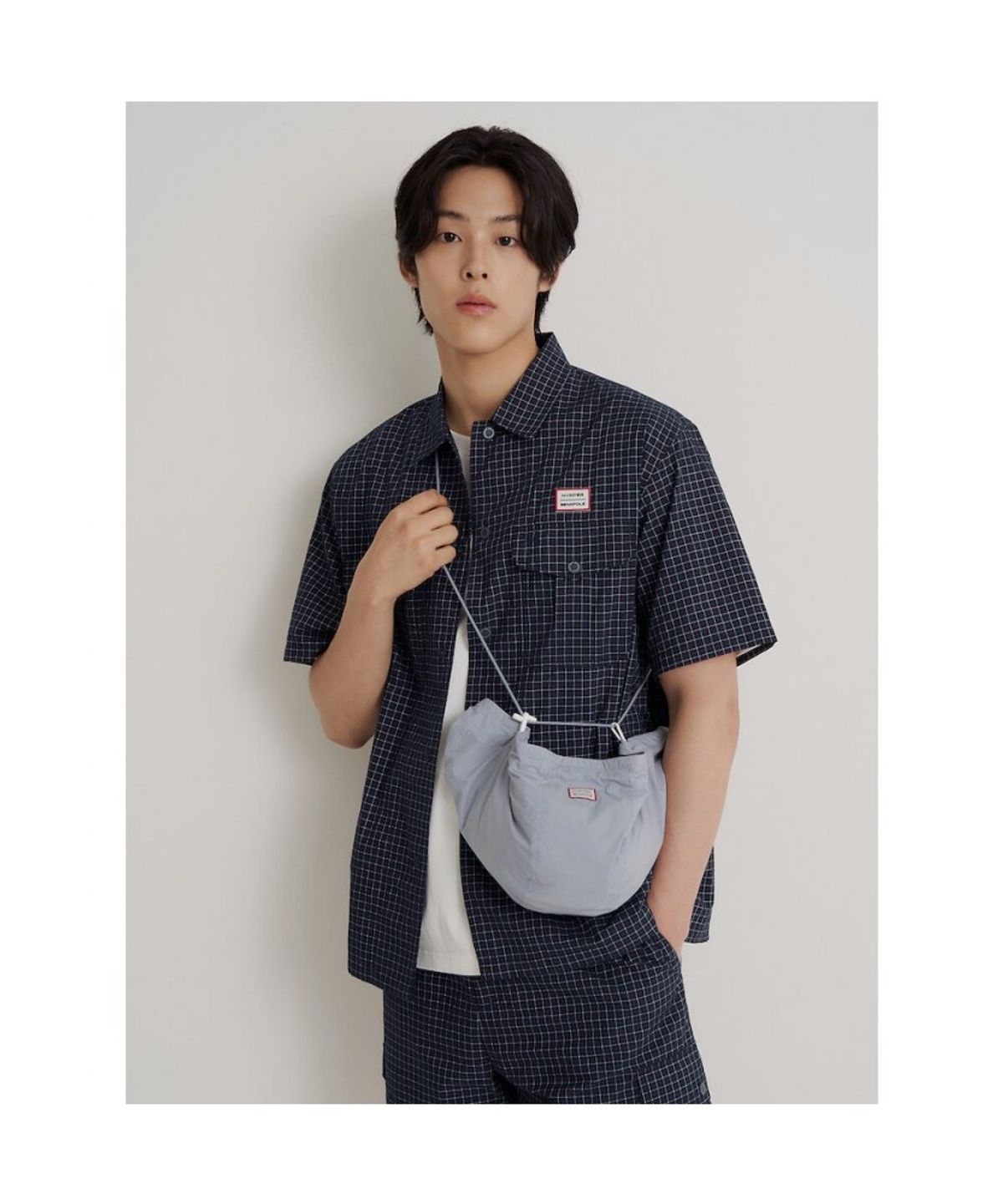 빈폴 멘(BEANPOLE MEN) [HUNTER] 반소매 아웃포켓 체크 셔츠  그린
