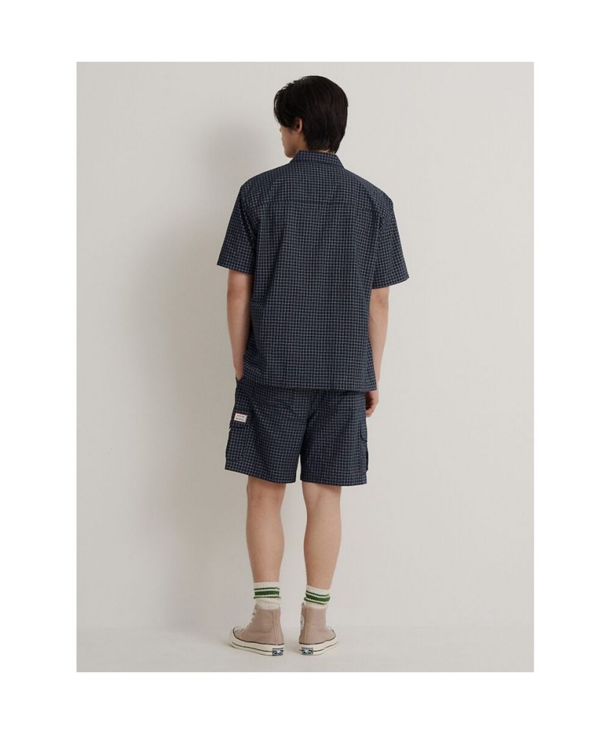 빈폴 멘(BEANPOLE MEN) [HUNTER] 반소매 아웃포켓 체크 셔츠  그린