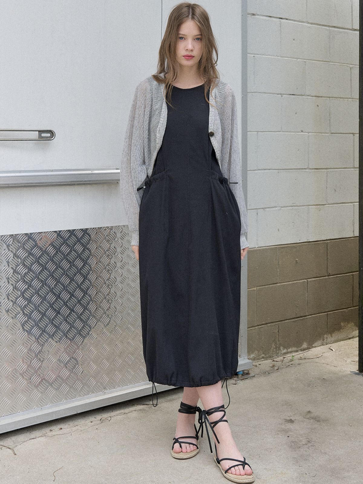 아방(AVANT-G) Linen Summer Knit Bolero - GREY