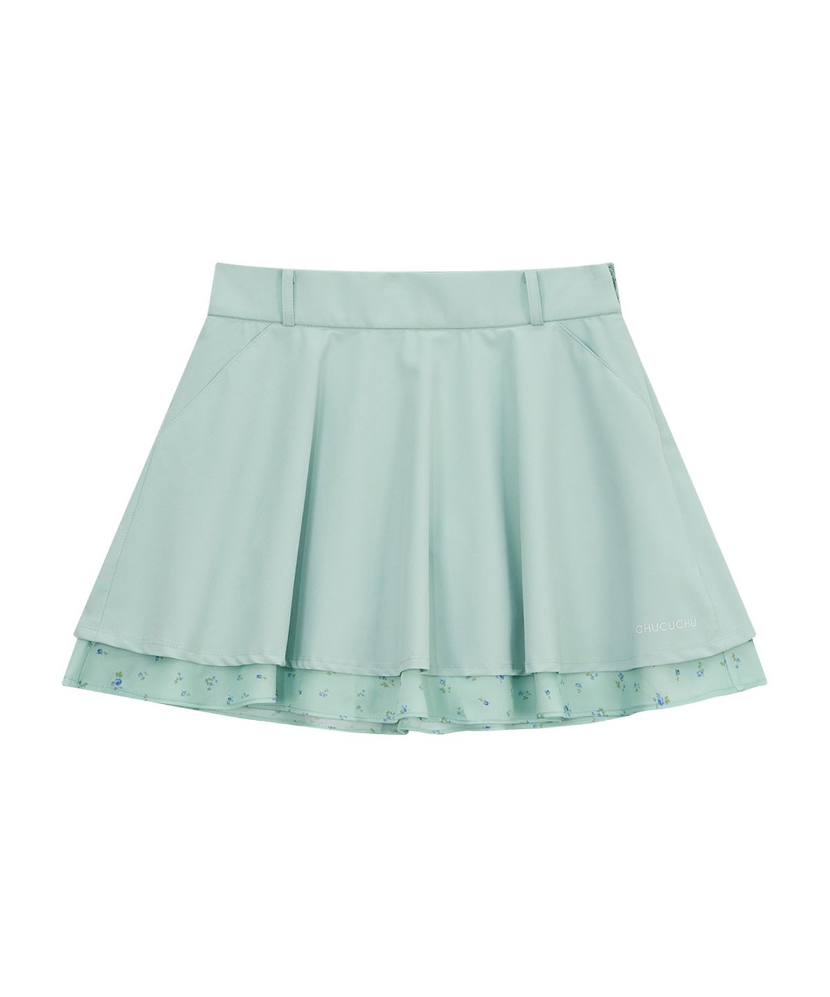 츄쿠츄(CHUCUCHU) 파스텔 더블 플레어 스커트 (LIGHT GREEN) CBFSS-SK001W