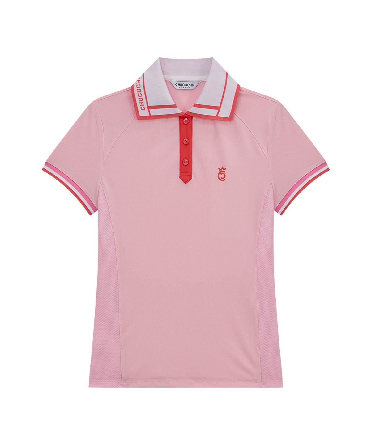 츄쿠츄(CHUCUCHU) 쿨링 윙 카라 숏 슬리브 탑 (PINK) CBFSS-TS005W