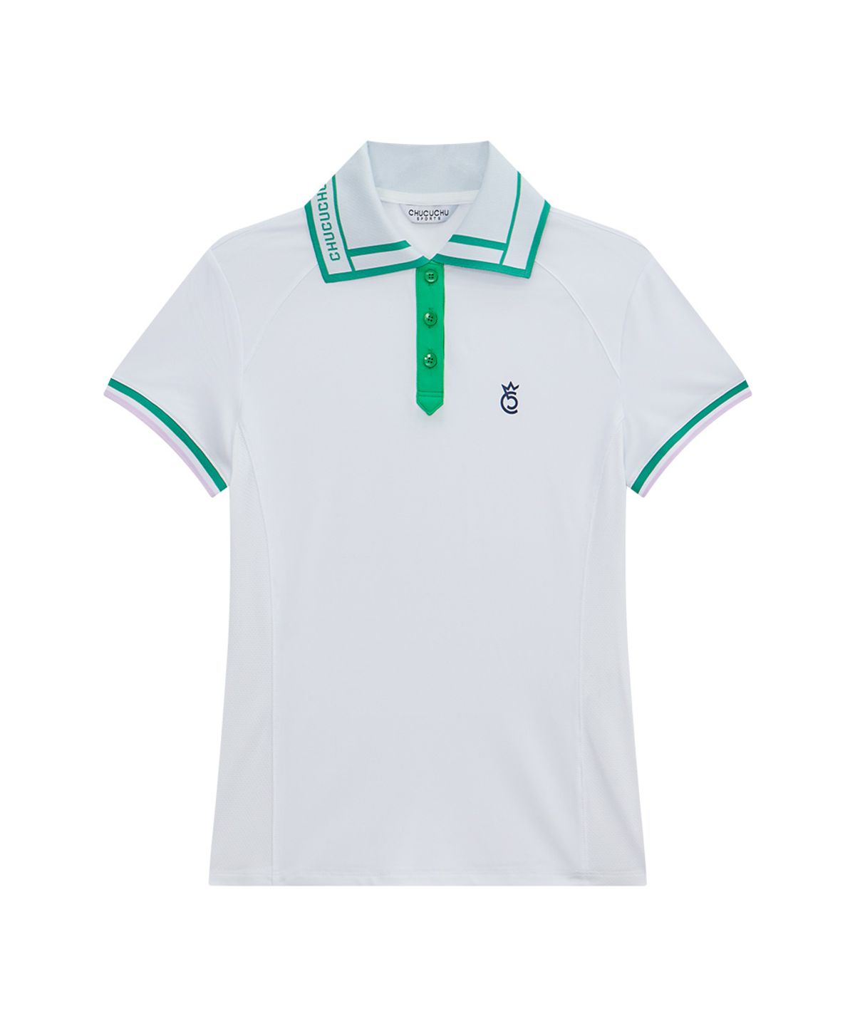 츄쿠츄(CHUCUCHU) 쿨링 윙 카라 숏 슬리브 탑 (WHITE) CBFSS-TS005W
