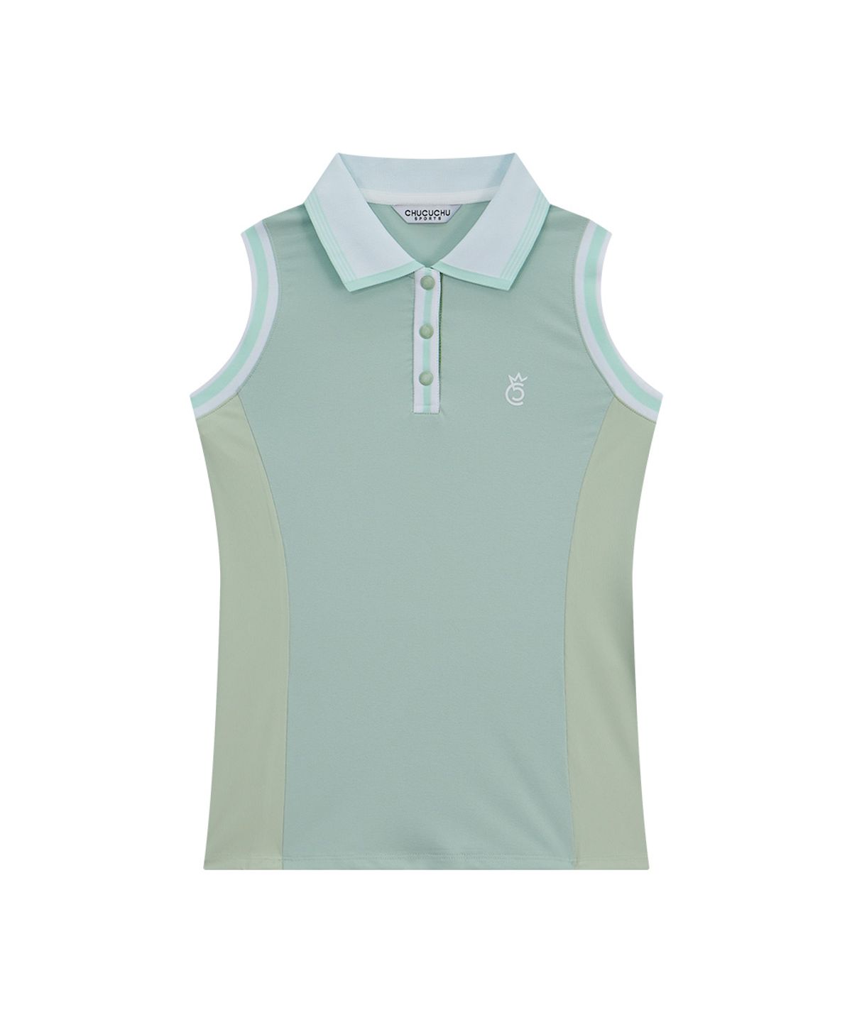 츄쿠츄(CHUCUCHU) 쿨링 카라 슬리브리스 탑 (LIGHT GREEN) CBFSS-TS010W
