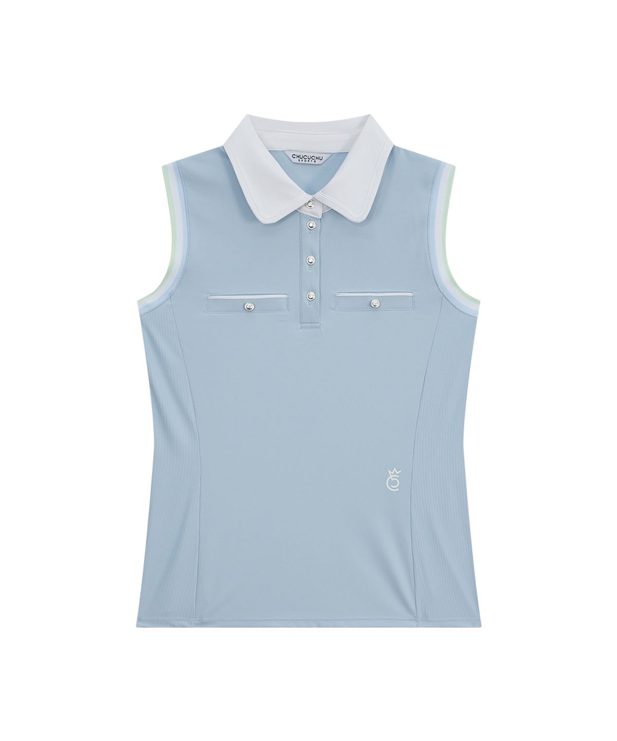 츄쿠츄(CHUCUCHU) 멜로우 카라 슬리브리스 탑 (LIGHT BLUE) CBFSS-TS011W