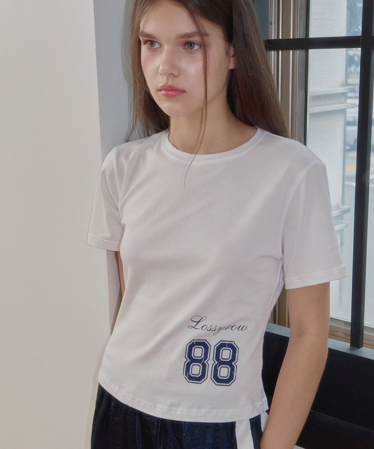로시로우(LOSSYROW) 88 Varsity Slim Tee white