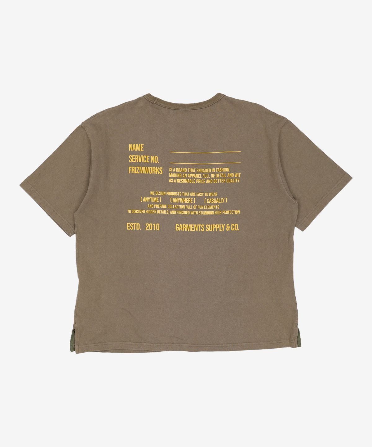 프리즘웍스(FRIZMWORKS) SERVICE LABEL TEE _ OLIVE M