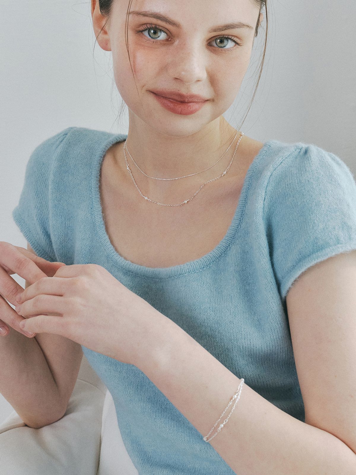 앵브록스(ENGBROX) cloudy pearl layered bracelet