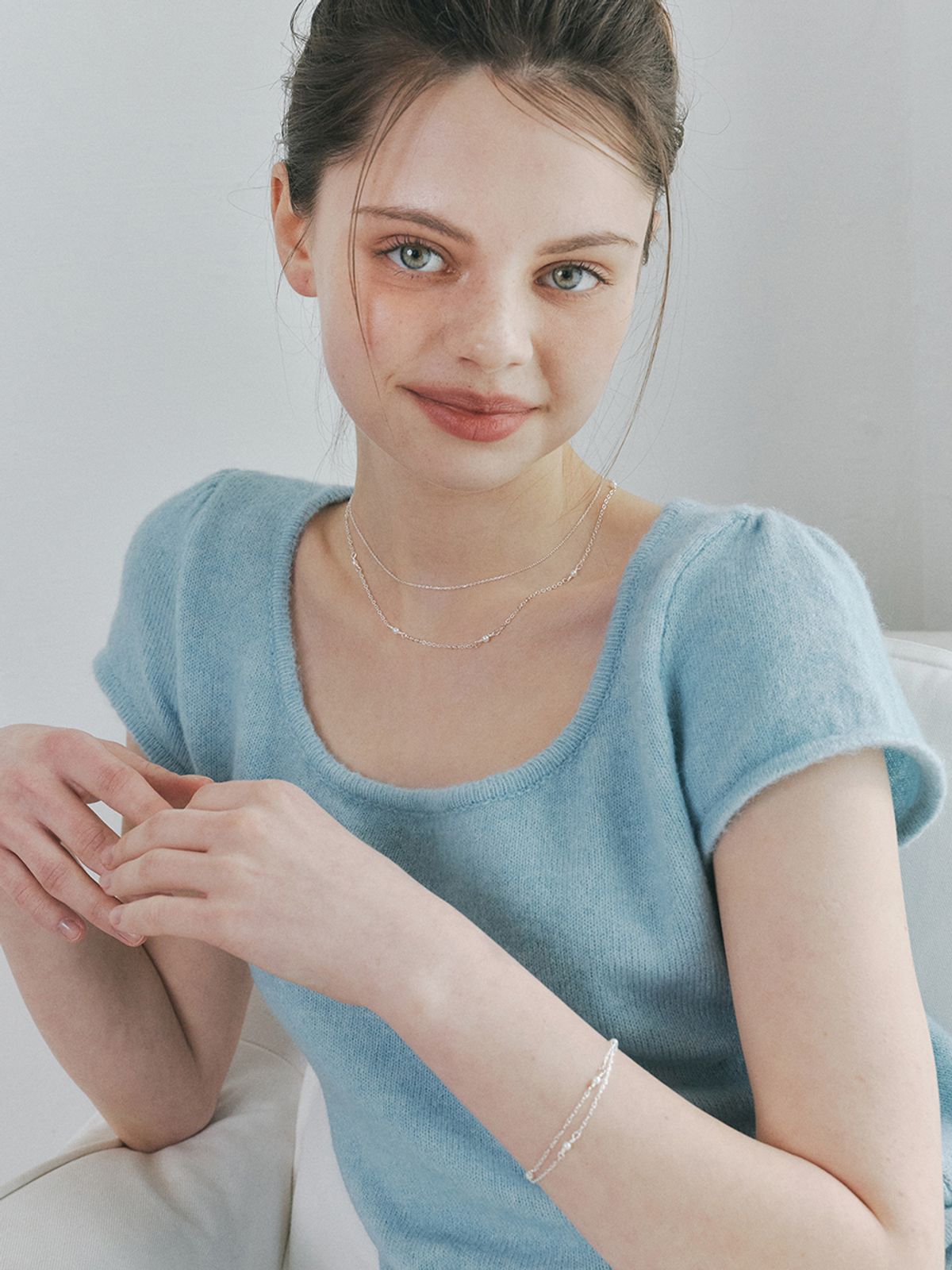 앵브록스(ENGBROX) cloudy pearl layered necklace