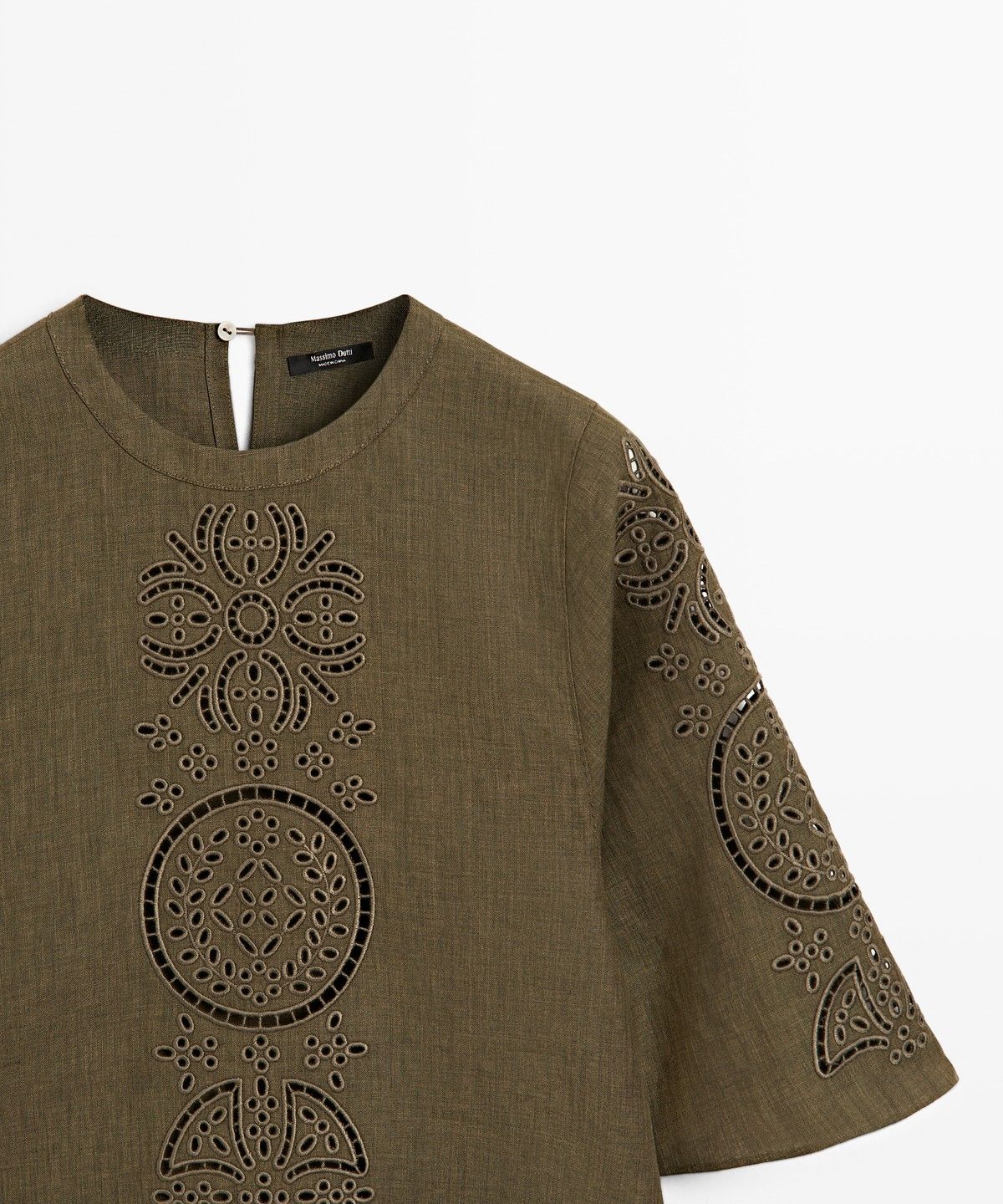 마시모두띠(MASSIMO DUTTI) 자수 디테일 린넨 블렌드 블라우스