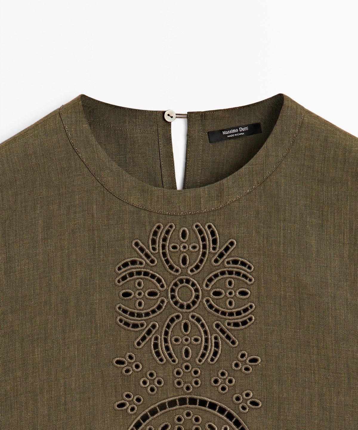 마시모두띠(MASSIMO DUTTI) 자수 디테일 린넨 블렌드 블라우스