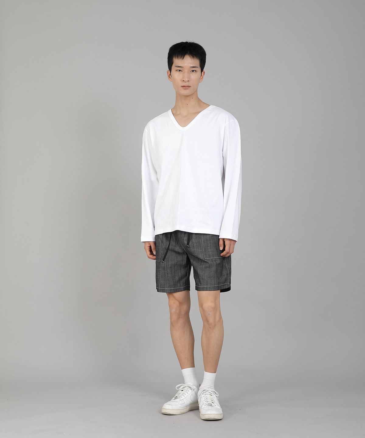 세인트크루(SAINTCREW) 무지 V넥 긴팔티셔츠 RVL-877 화이트